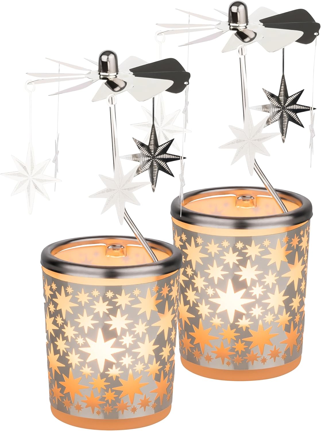 2er-Set Weihnachtliches Teelicht-Karussell, 2er Set Sterne