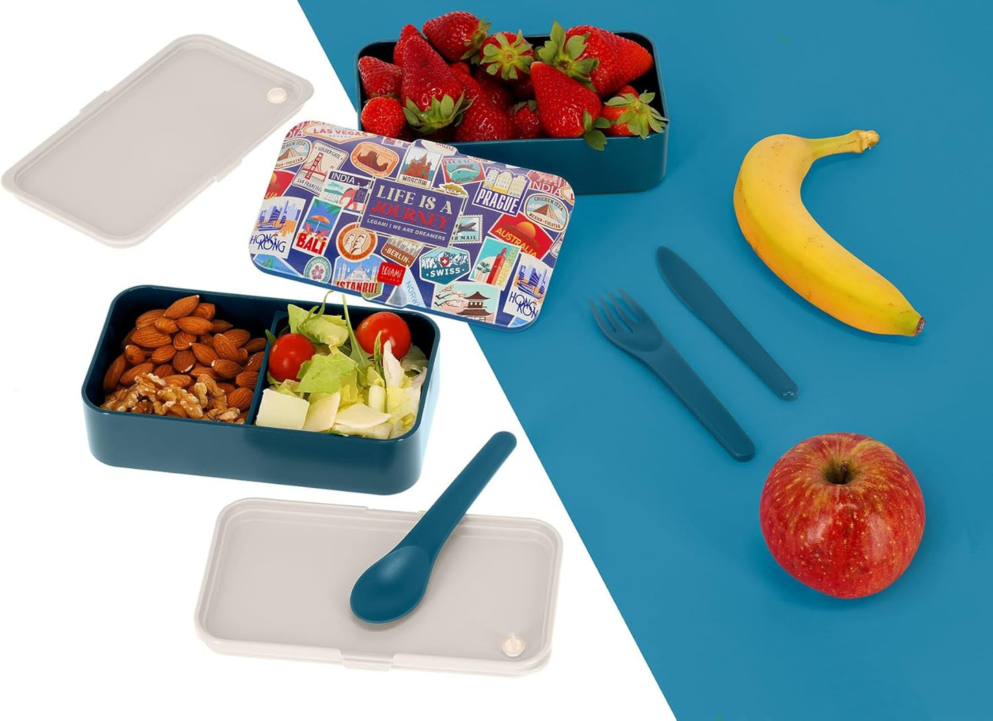 Lunchbox mit Besteck & Travel-Stickers, TRAVEL STICKERS