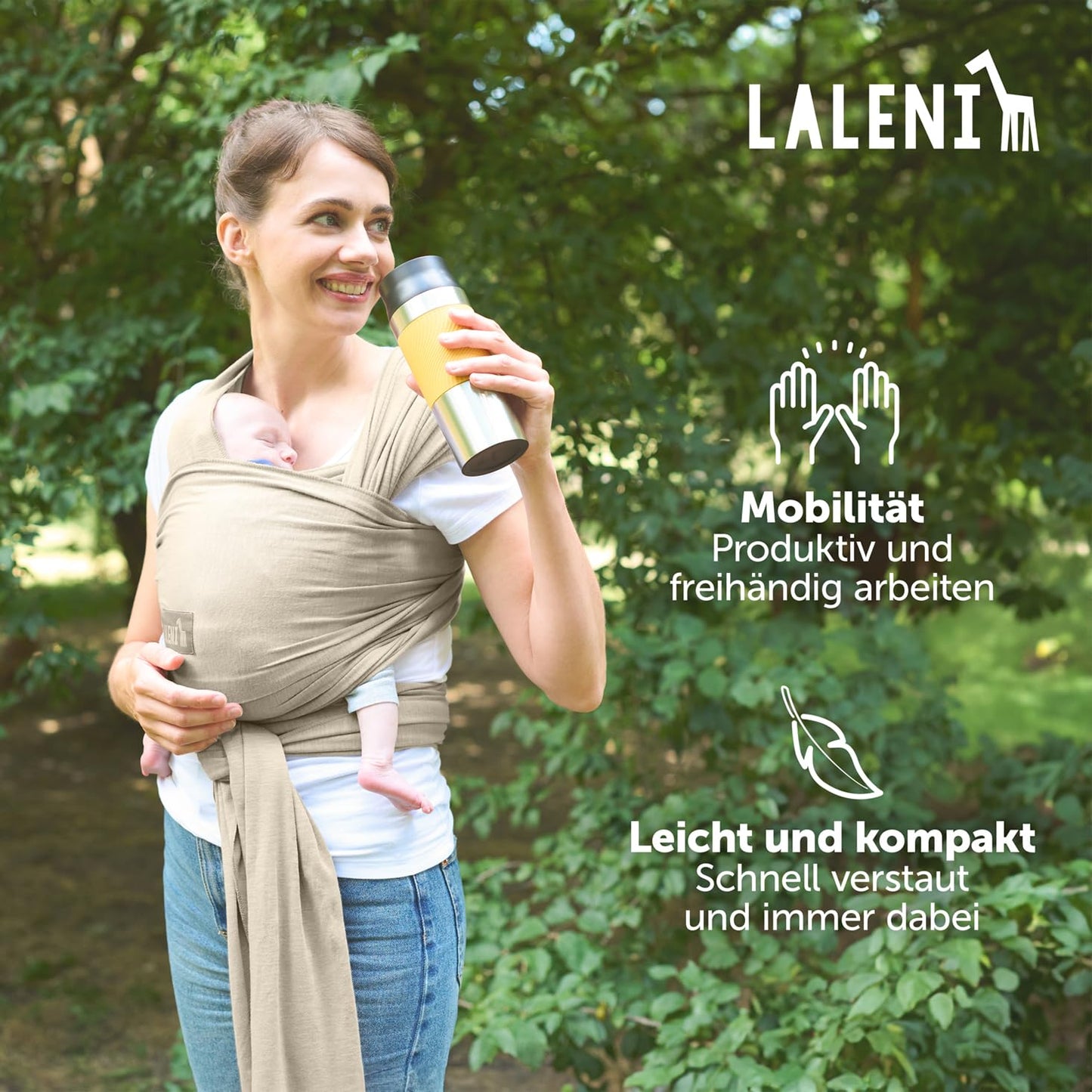 Tragetuch für Neugeborene bis 15 kg (OEKO-TEX), Beige