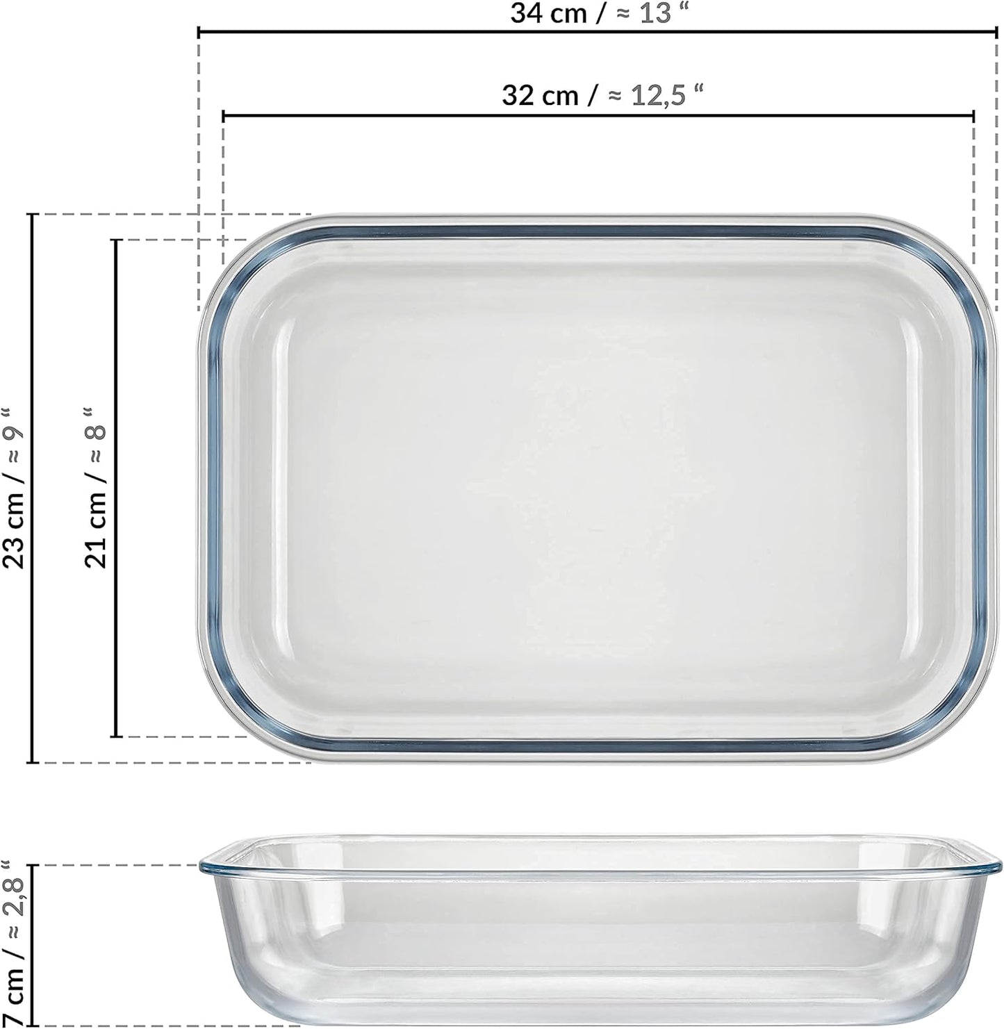 XXL Glas Frischhaltedose mit Click-Verschluss, 1 x 3600 ml Rechteckig