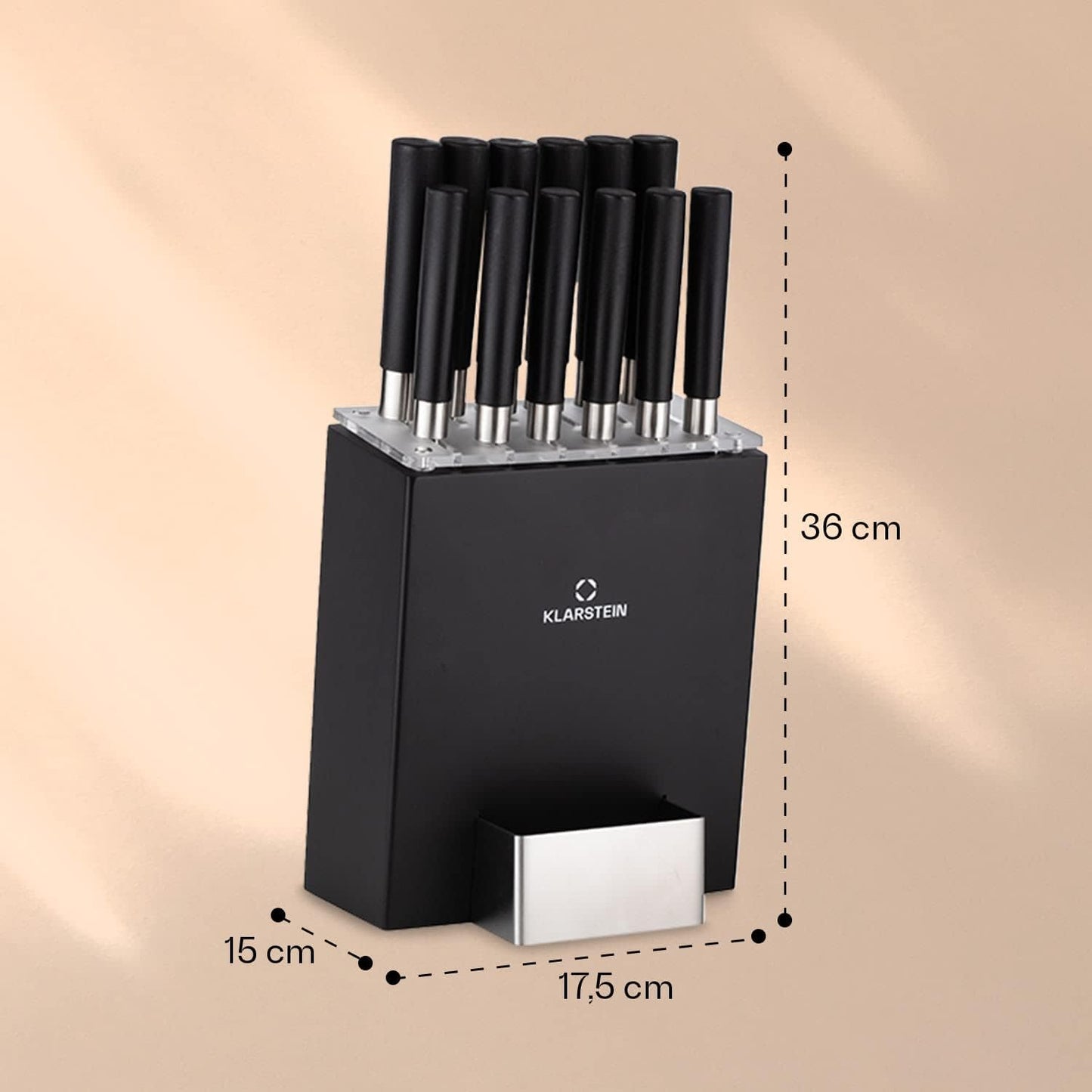 13-teiliges Messerblock-Set, Schwarz|13-teilig