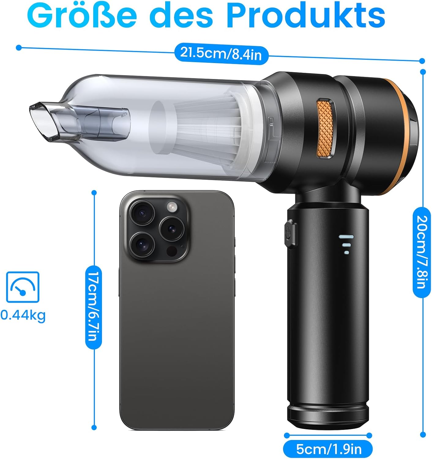 ST-6659Plus Akku-Handstaubsauger mit Aufblasfunktion, Schwarz-gold