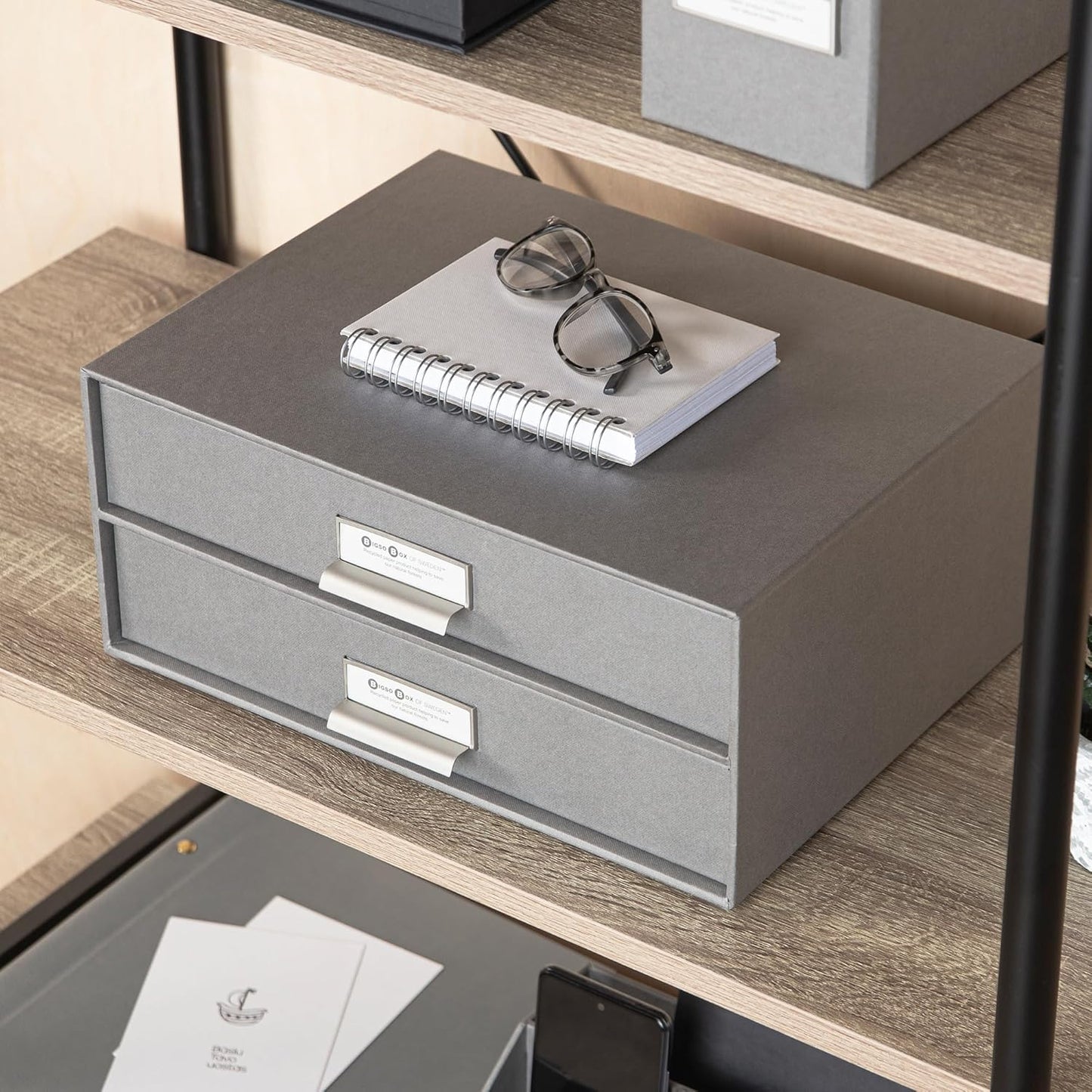 Bigso Schubladenbox mit 2 Schubladen, Grau