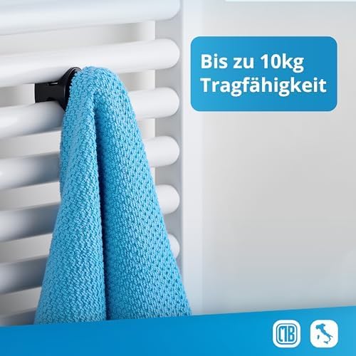 Handtuchhalter für Badheizkörper, selbstschraubend, Schwarz
