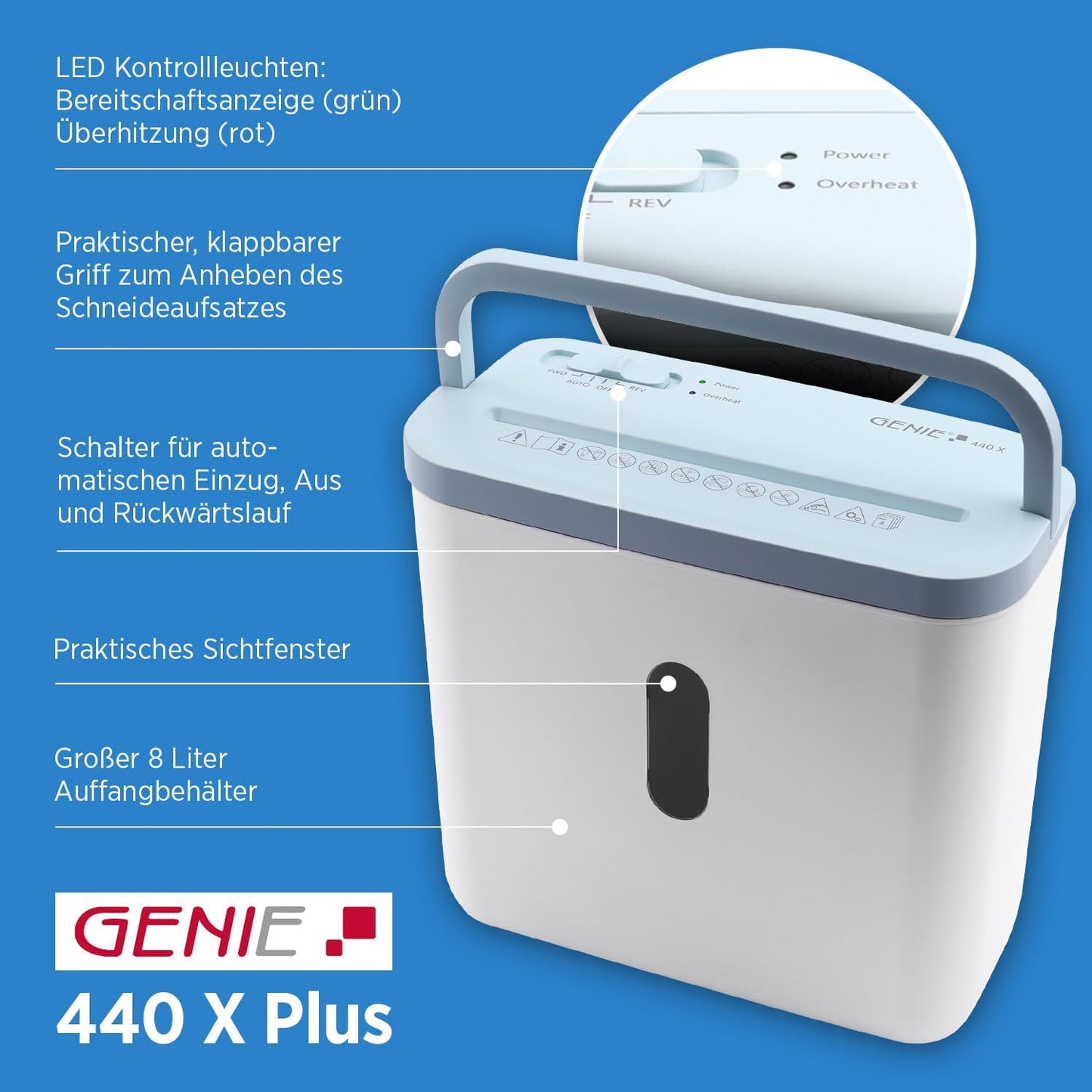 Aktenvernichter 440 X mit Partikelschnitt, Blau