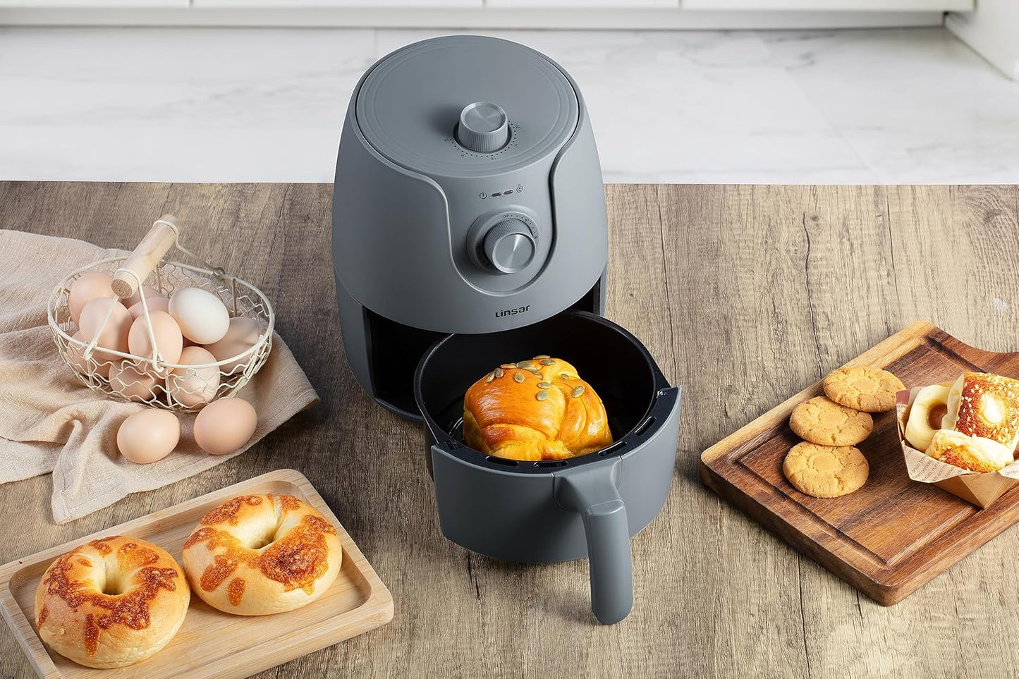 Mini-Heissluftfritteuse, Grau