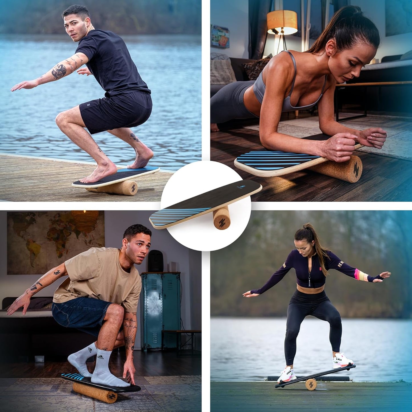 Balance Board mit Korkrolle für Gleichgewichtstraining, Balance Board Nature