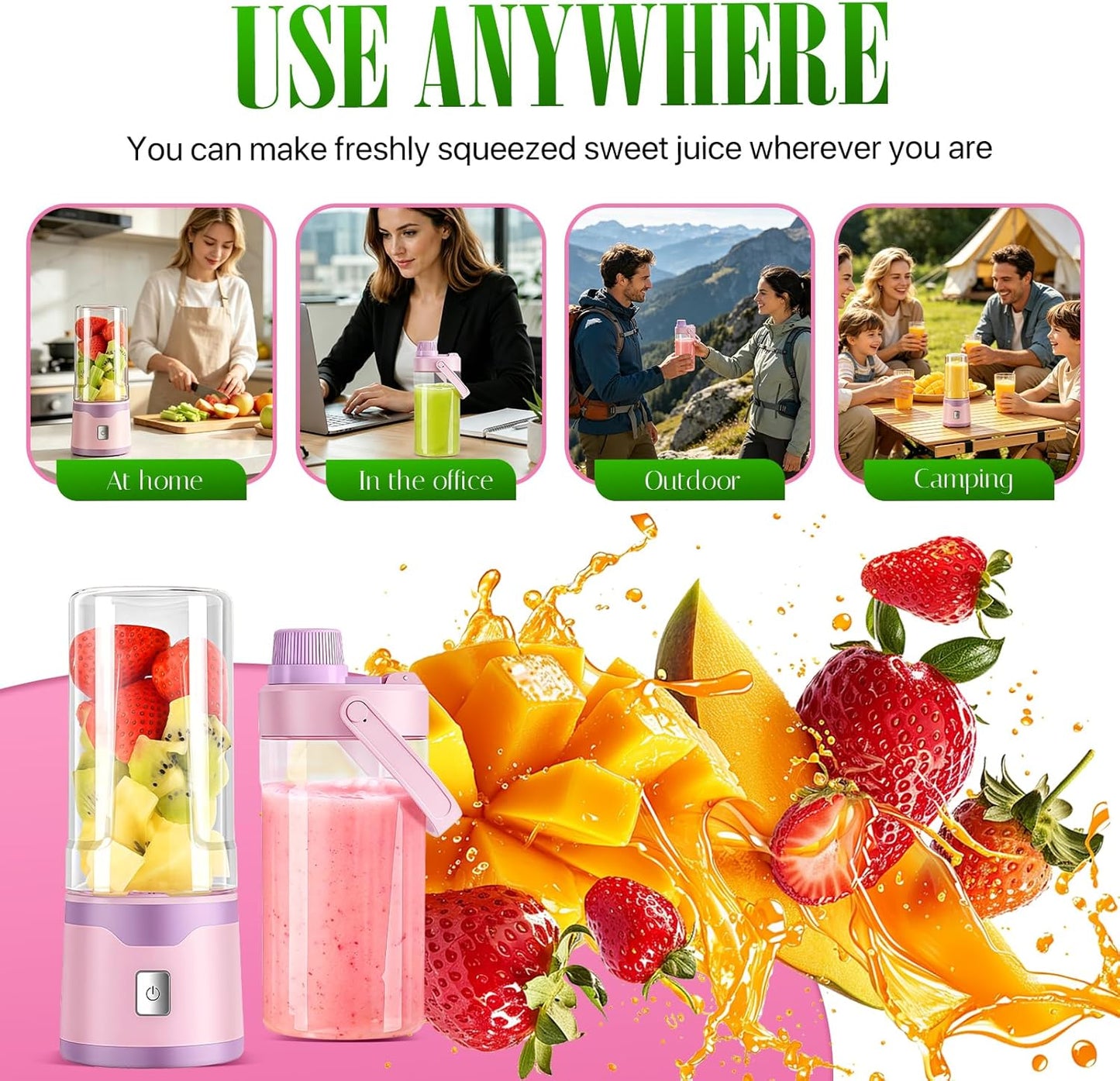 Tragbarer Smoothie Maker, Rosa