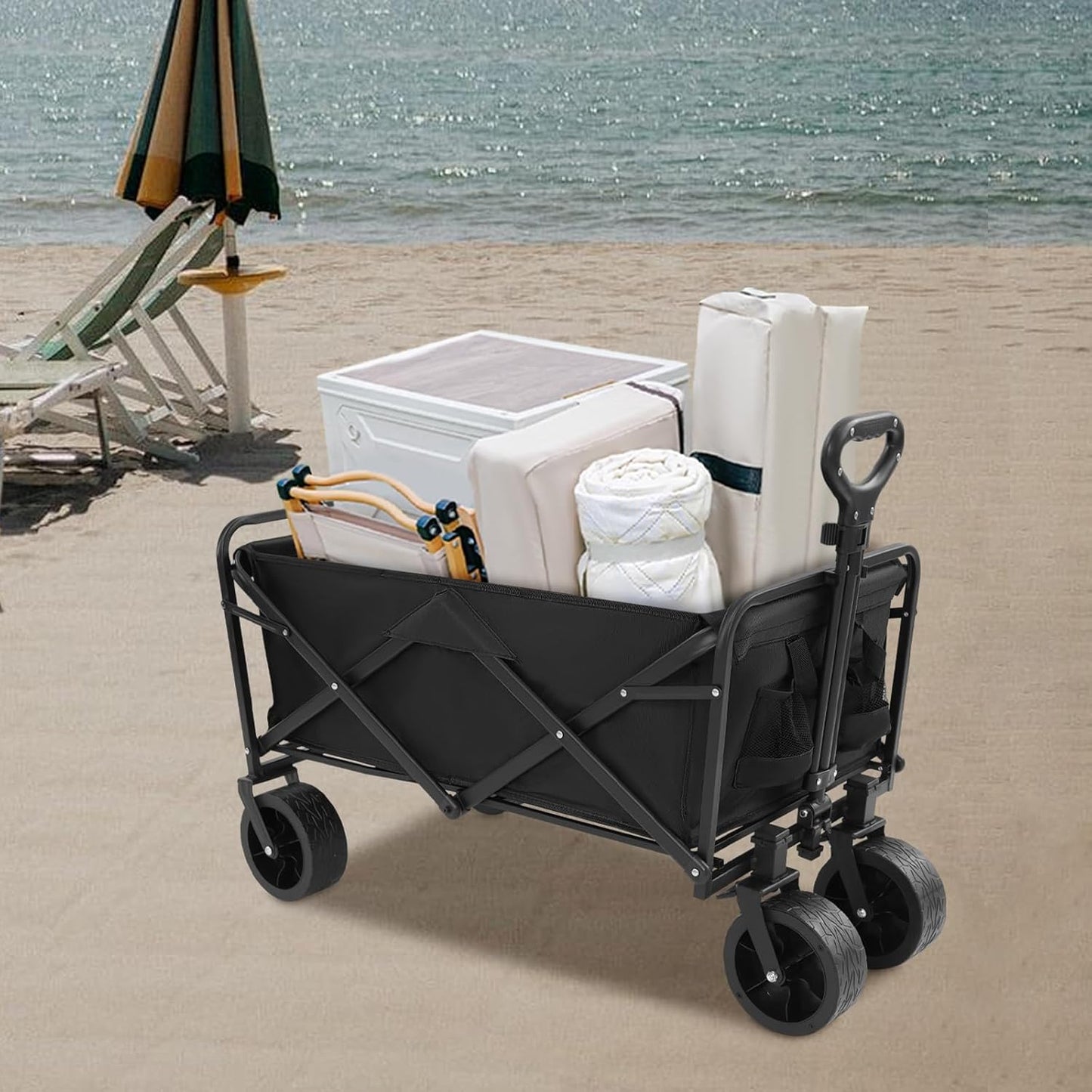Klappbarer Strandwagen, Schwarz