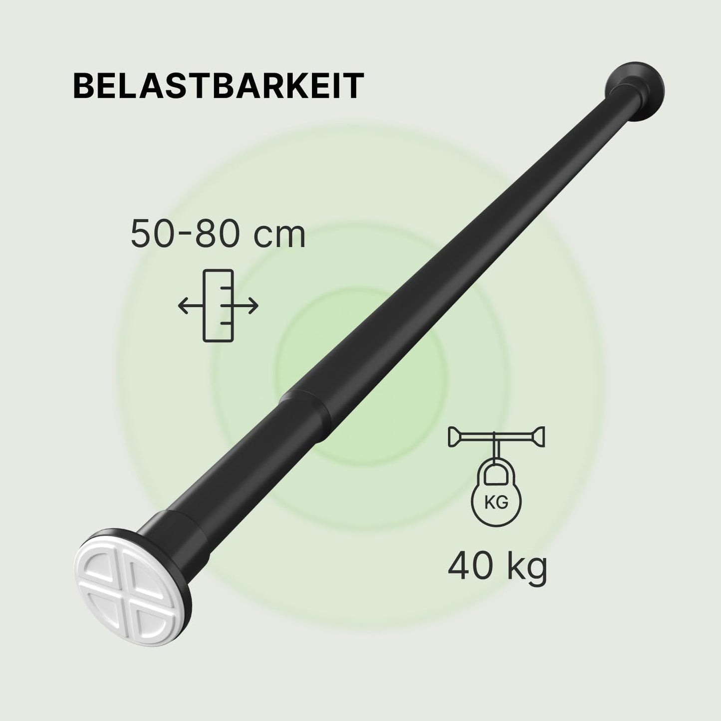 Klemmstange für Gardinen, 50-80 cm Matt Schwarz