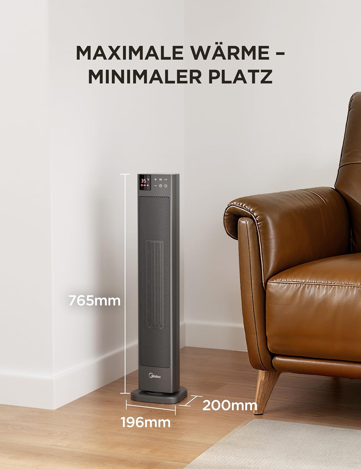 Turmheizlüfter mit Thermostat, Grau 76CM