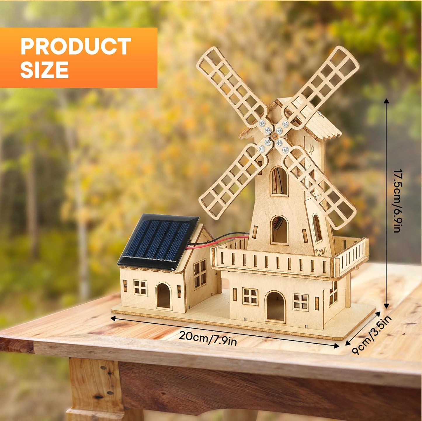 3D Holzpuzzle Windmühlenhaus, solarbetrieben