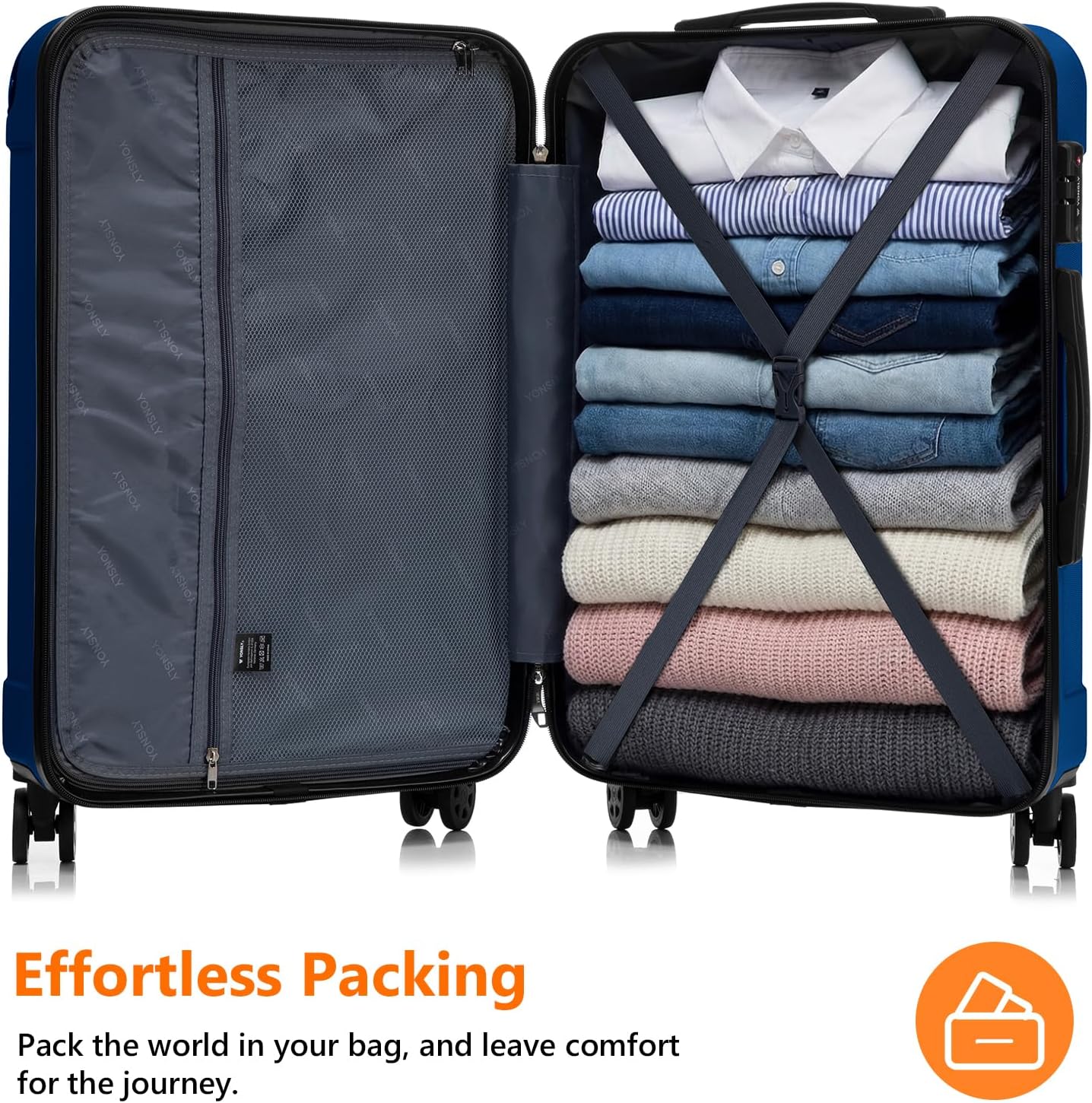 Kabinenkoffer mit TSA-Schloss und 360° Rollen, M (55cm-42L) YS2C1-Premium Saphirblau