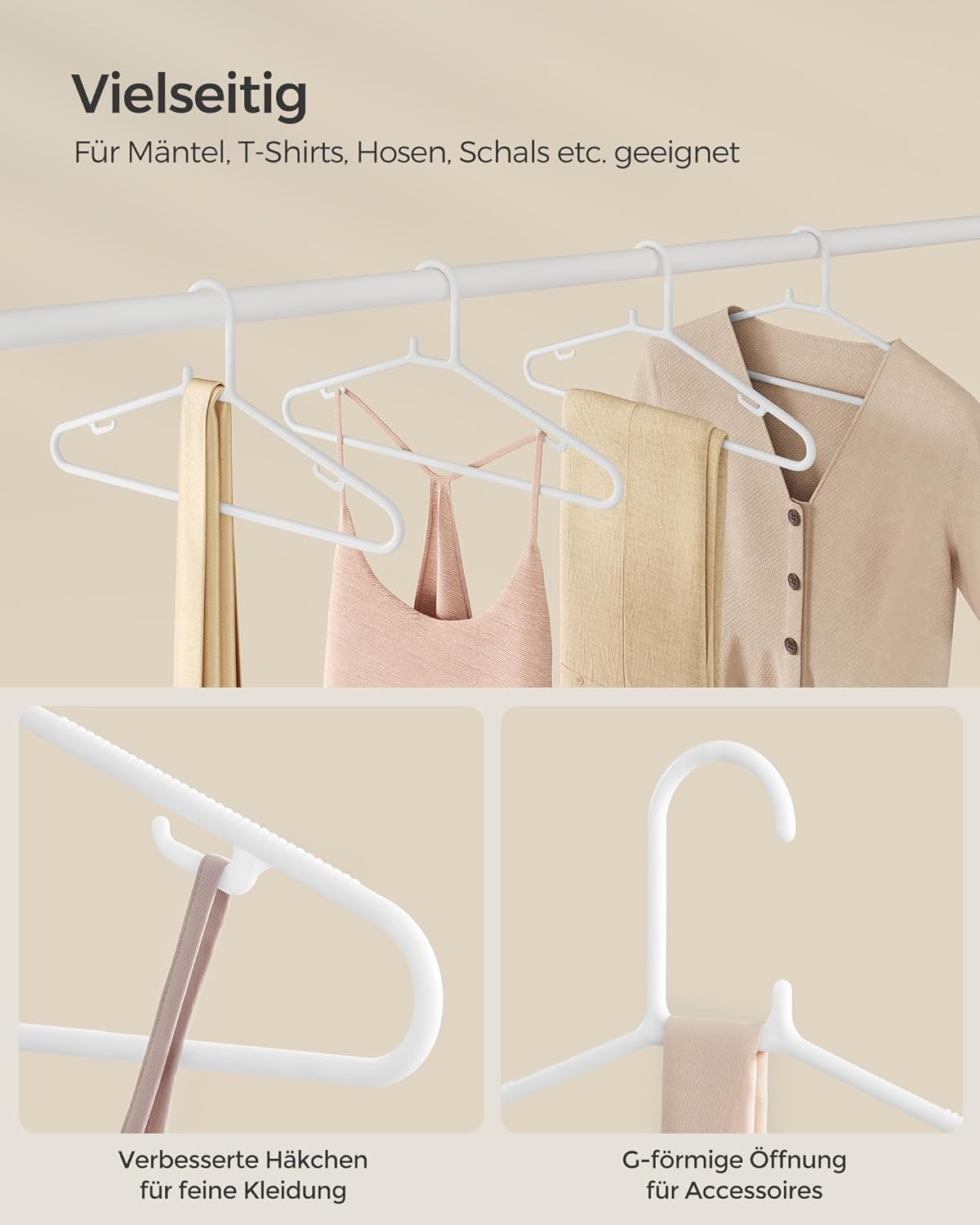 30er-Set Kunststoff-Kleiderbügel, Weiß 30