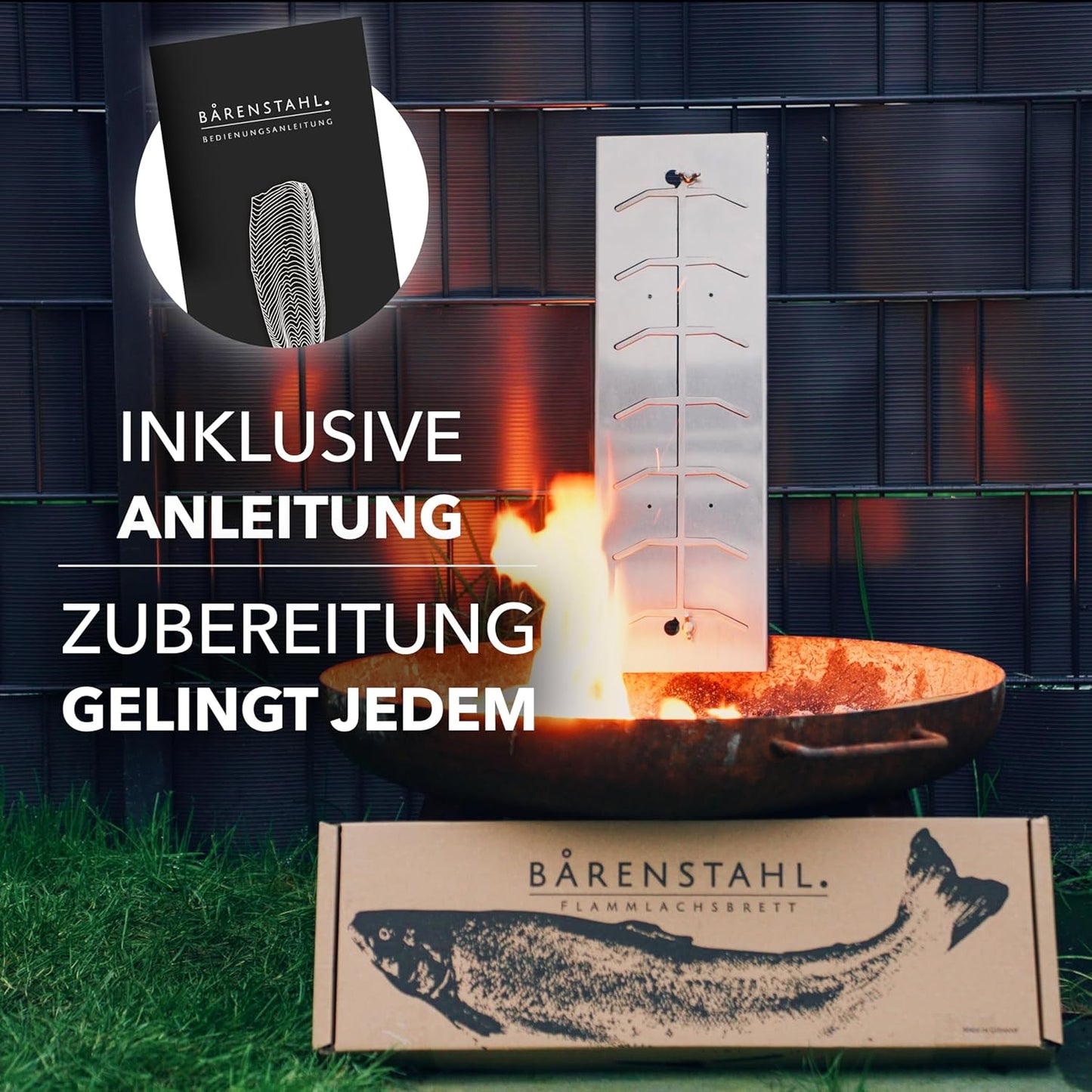 Flammlachsbrett mit Halterung, 1 1er Set