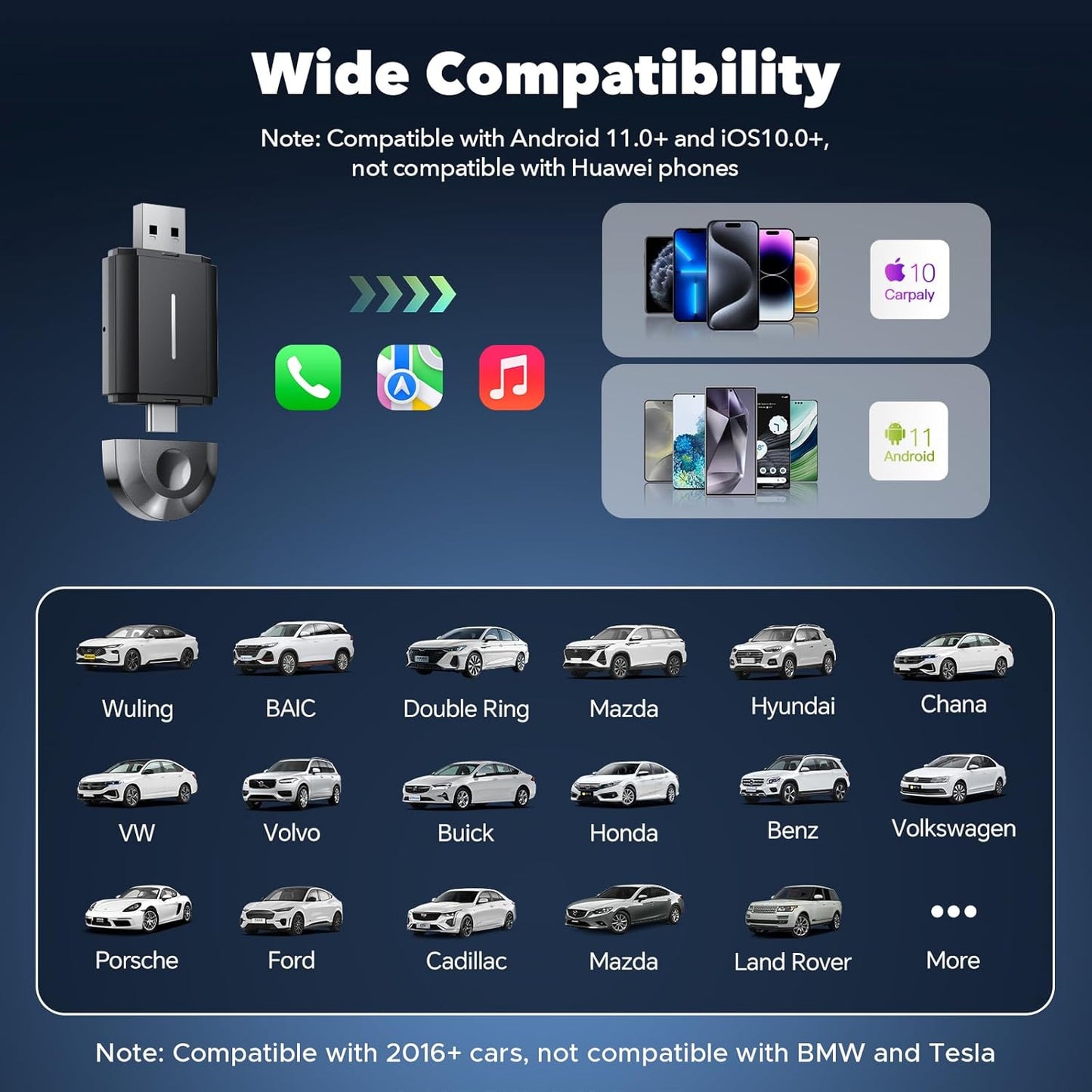 2-in-1 Wireless CarPlay & Android Auto Adapter