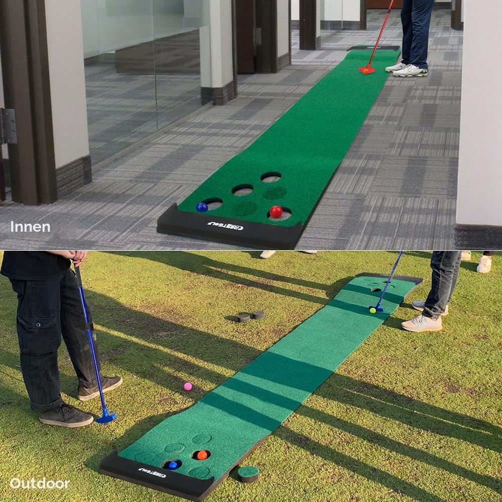 Golf Puttingmatte mit 2 Putter & 6 Bällen, green