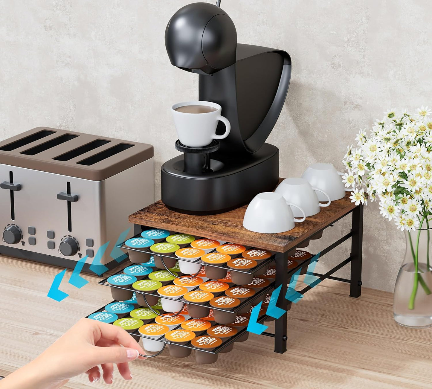 Kapselhalter für Dolce Gusto, Holz-90 Kaffeekapseln