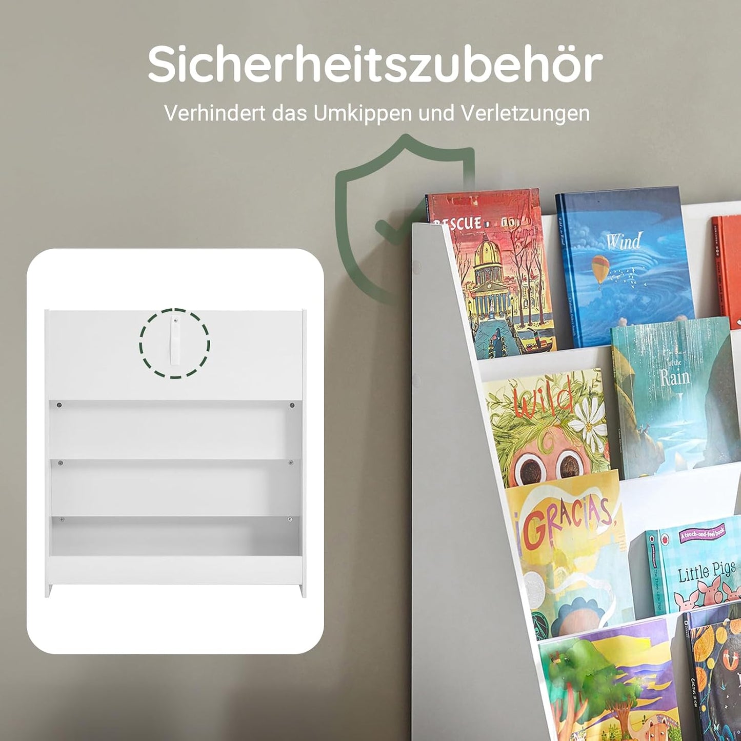Kinderbücherregal, 80x88x30cm Weiß