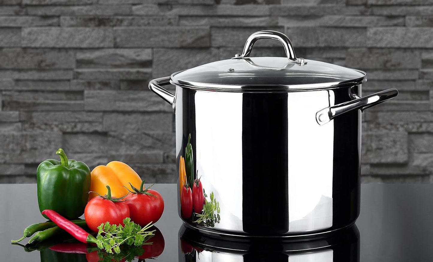 Suppentopf inkl. Glasdeckel mit Dampfloch, 10 liter