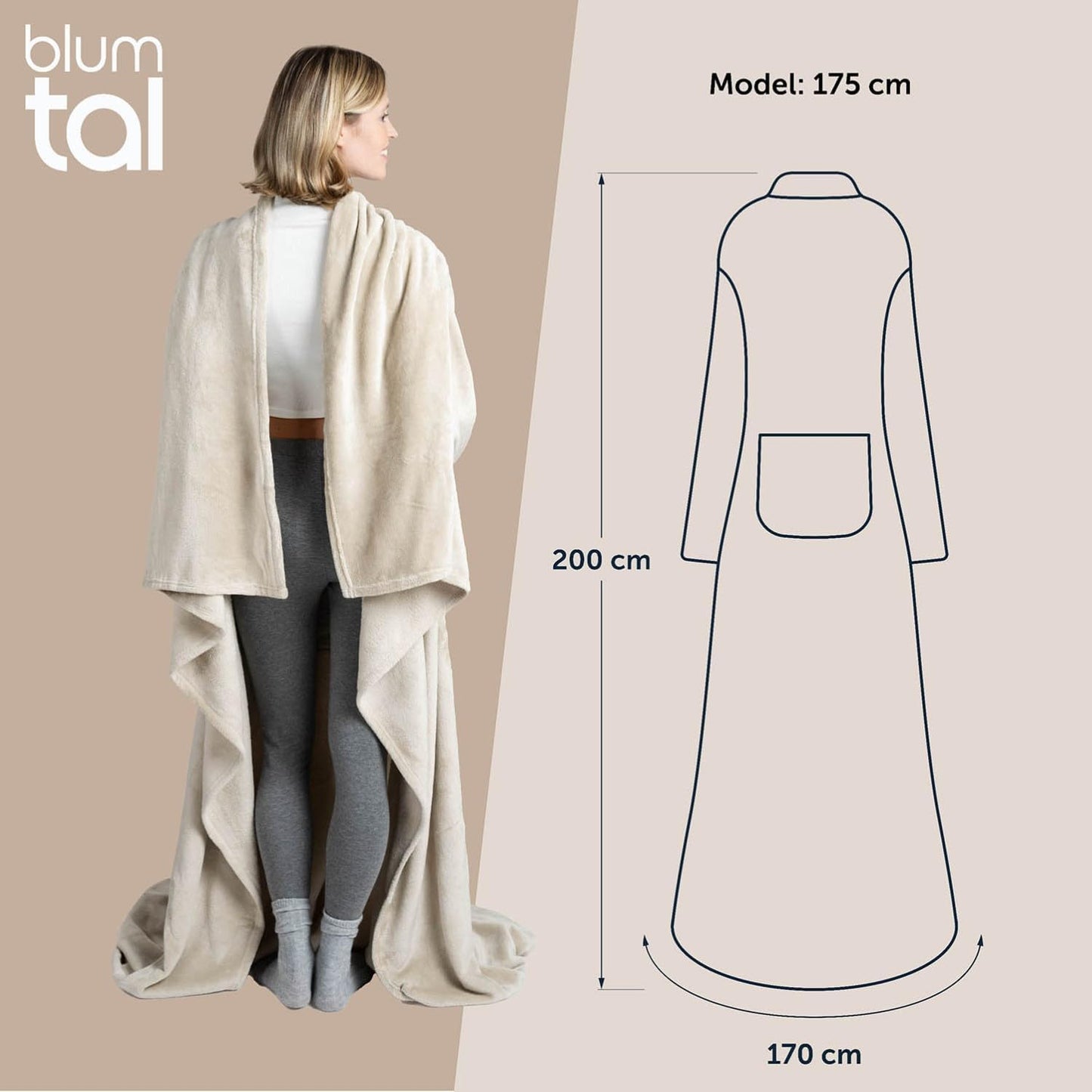 Ärmeldecke, 04 - Sand - Beige Erwachsener