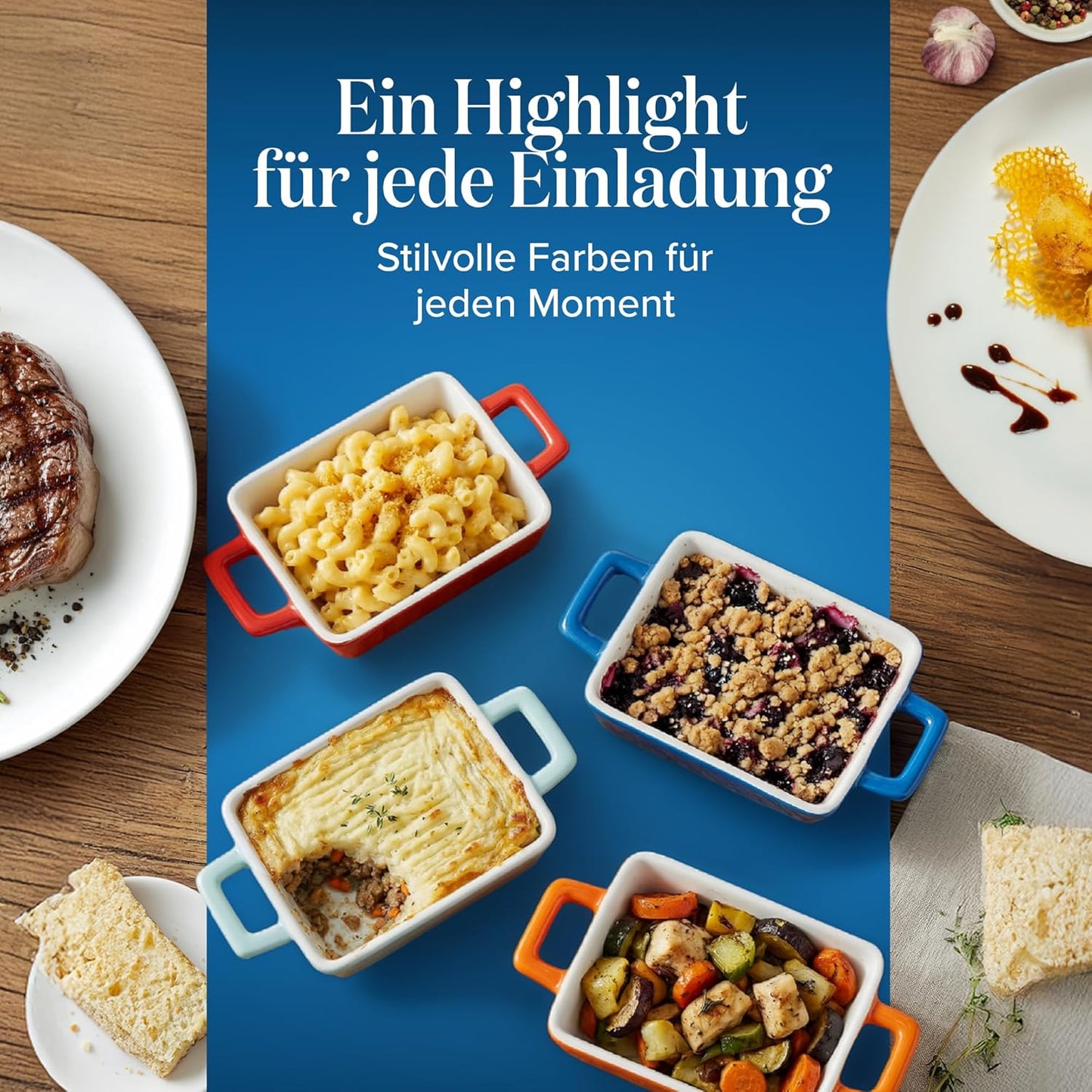 4er-Set Mini-Auflaufformen, Rechteckig
