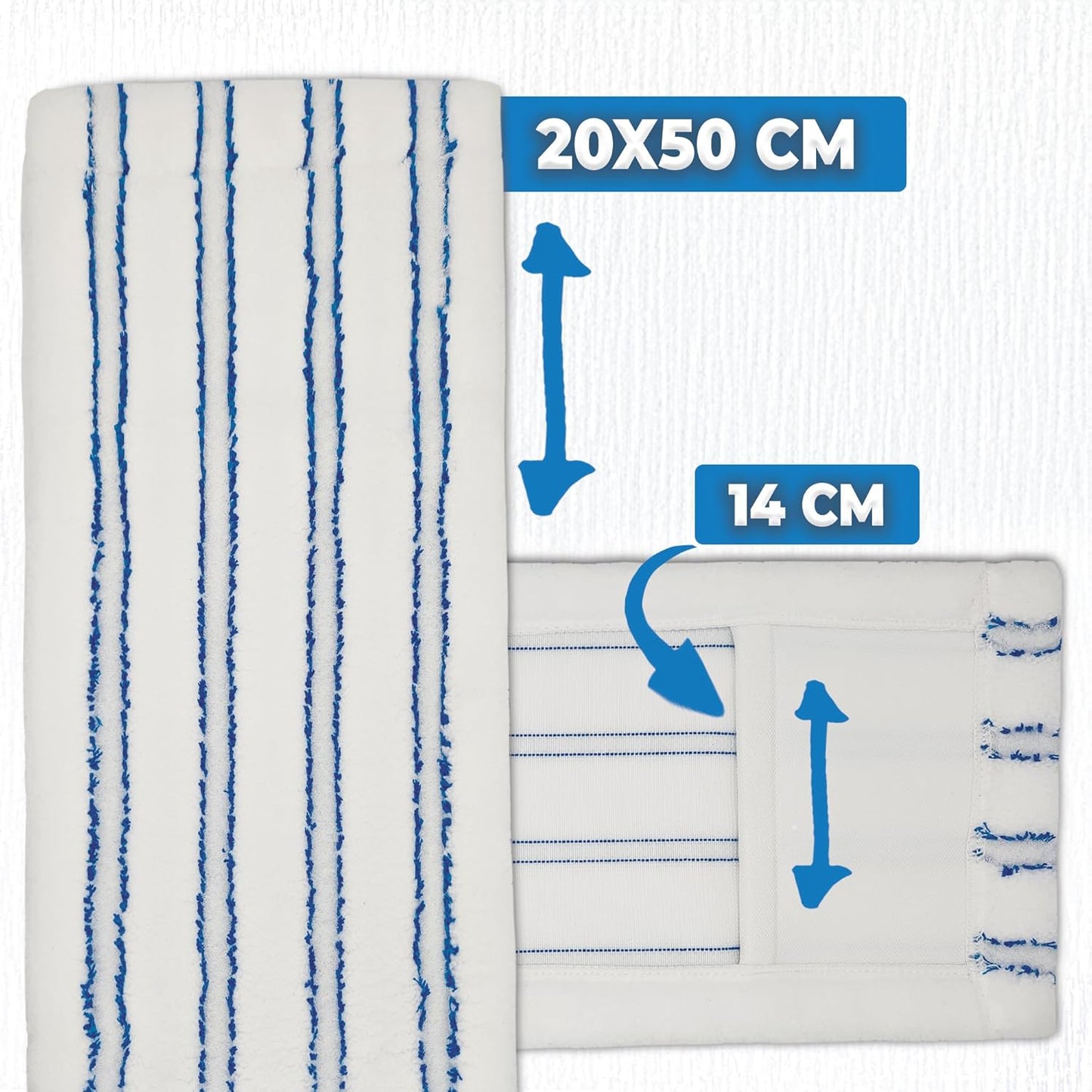 5 Stück Microfaser-Moppbezüge mit Abrasivstreifen (50cm), 5