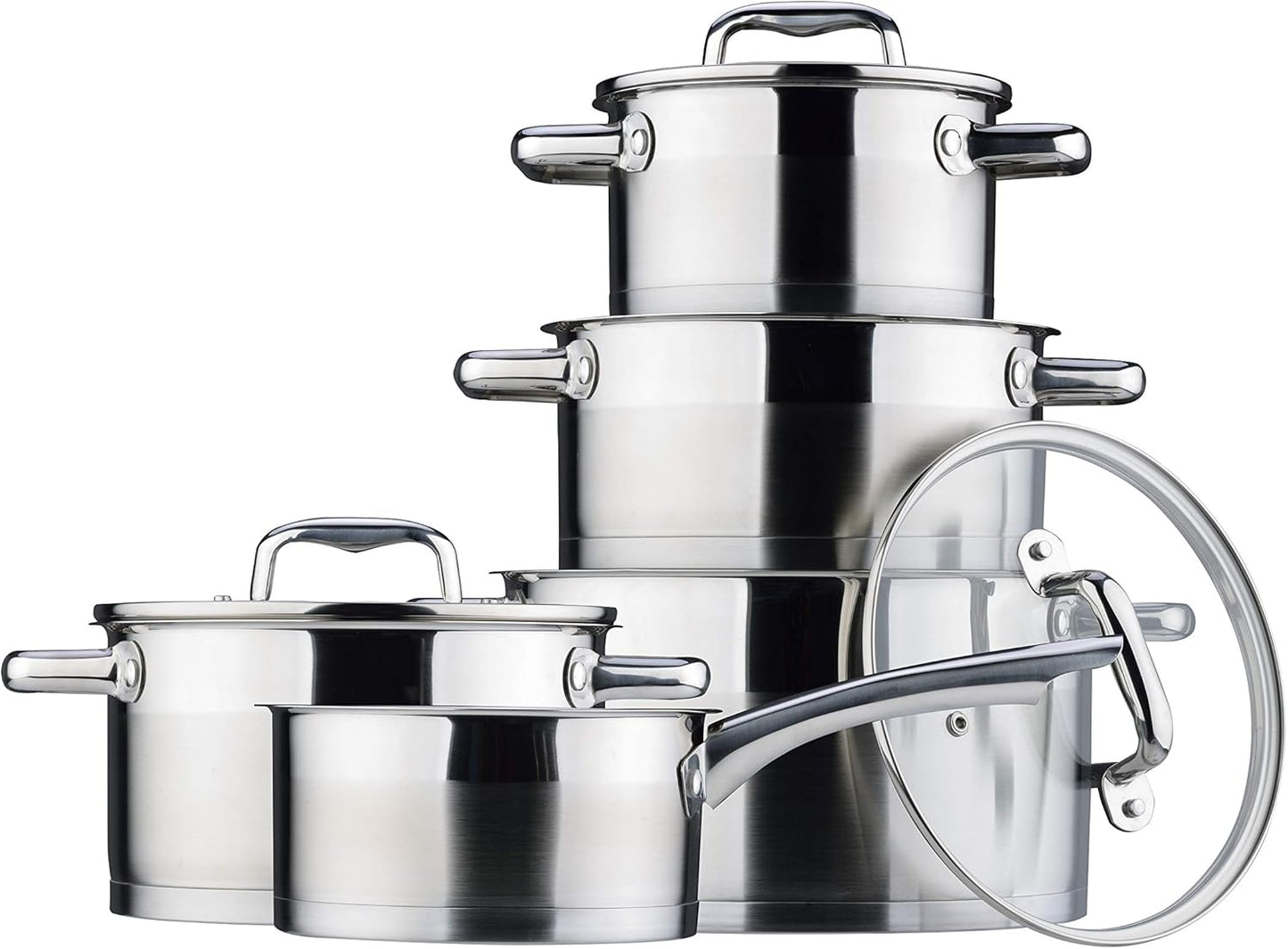 Induktionsgeeignetes Kochtopf-Set aus Edelstahl (9-teilig)