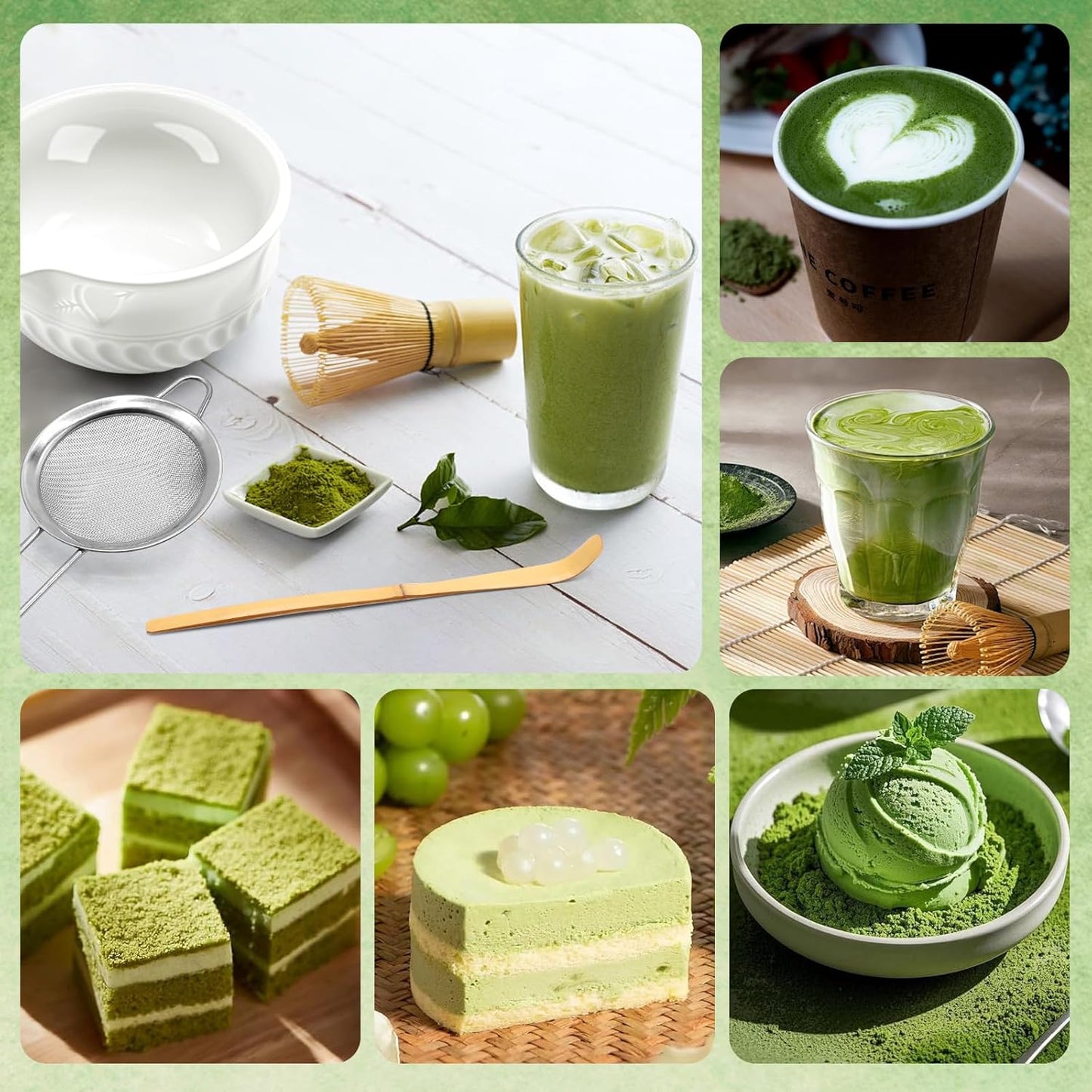 Matcha Tee-Set mit Schale & Zubehör (5-teilig), Weiß