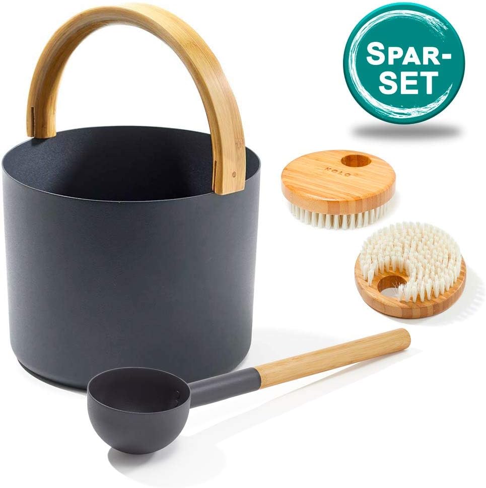 4-teiliges Sauna Set, Schwarz