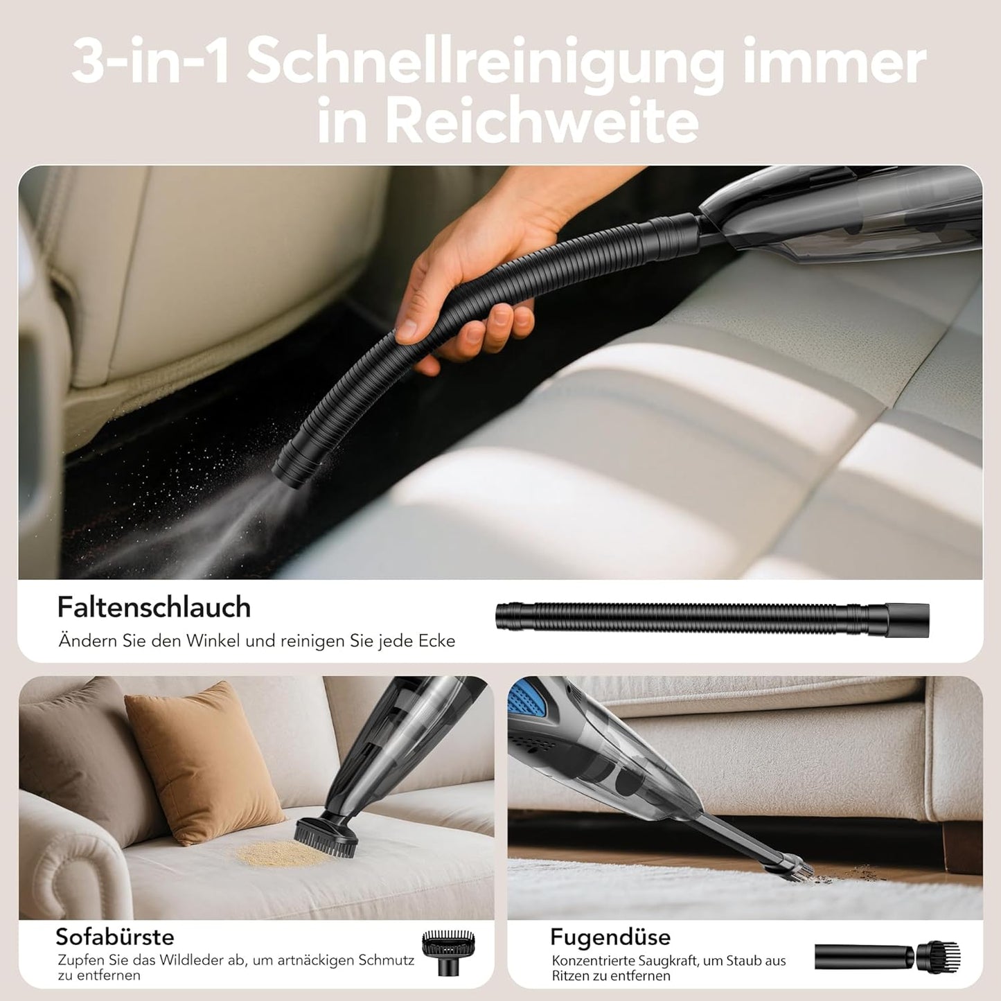 Akku-Handstaubsauger, Schwarz