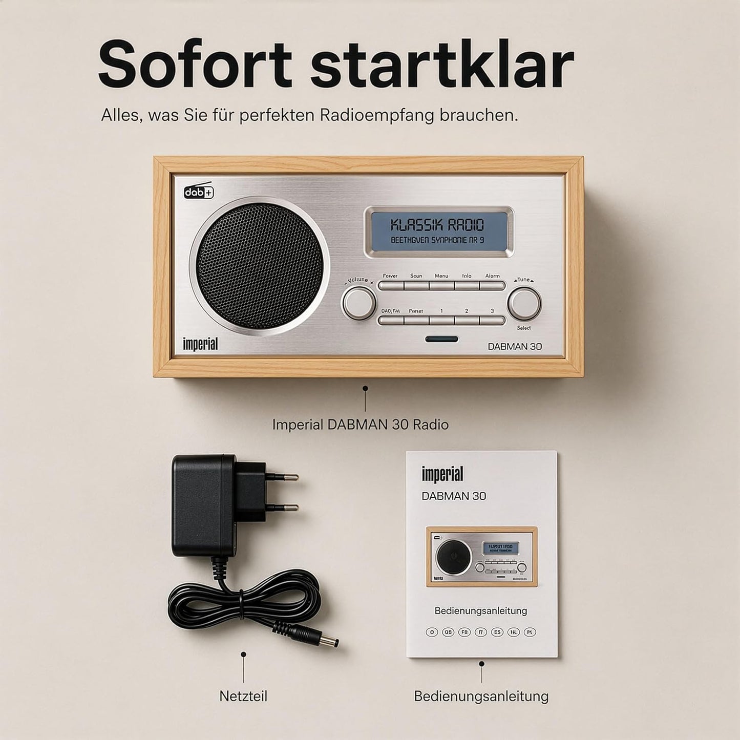 DAB+ Küchenradio mit Aux In, rückseite Braun