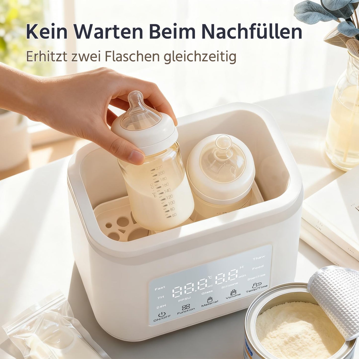 Babyflaschenwärmer mit Sterilisator, Weiss