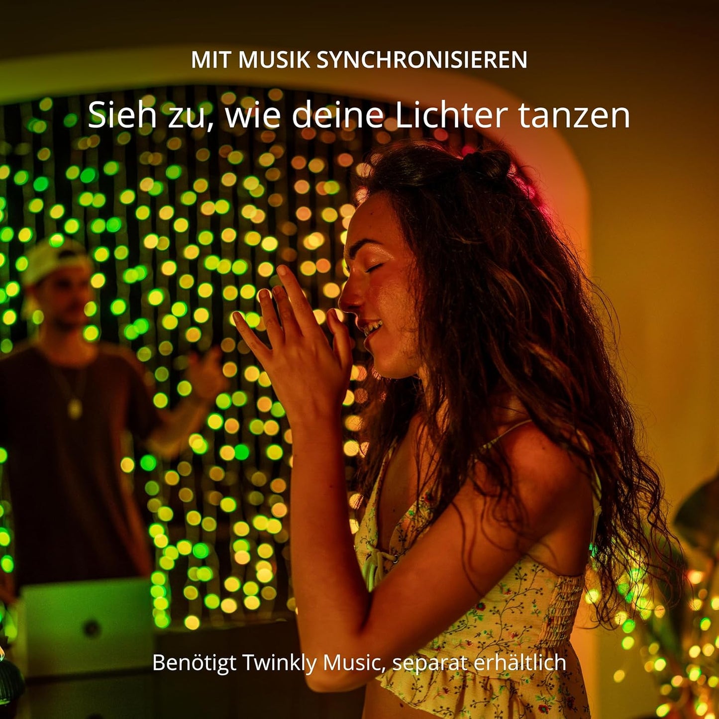 Smarte LED-Lichterkette mit App-Steuerung, Led Rgb+weiss|48m|Schwarze Schnur
