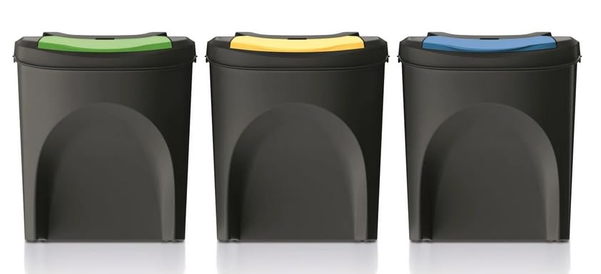 Mülltrennsystem Abfalleimer-Set, 3 x 25L Anthrazit
