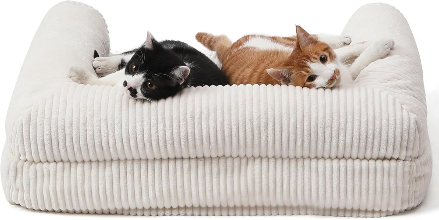 Katzensofa mit abnehmbarem, waschbarem Bezug, L 72 x B 52 x H 22 cm Creme