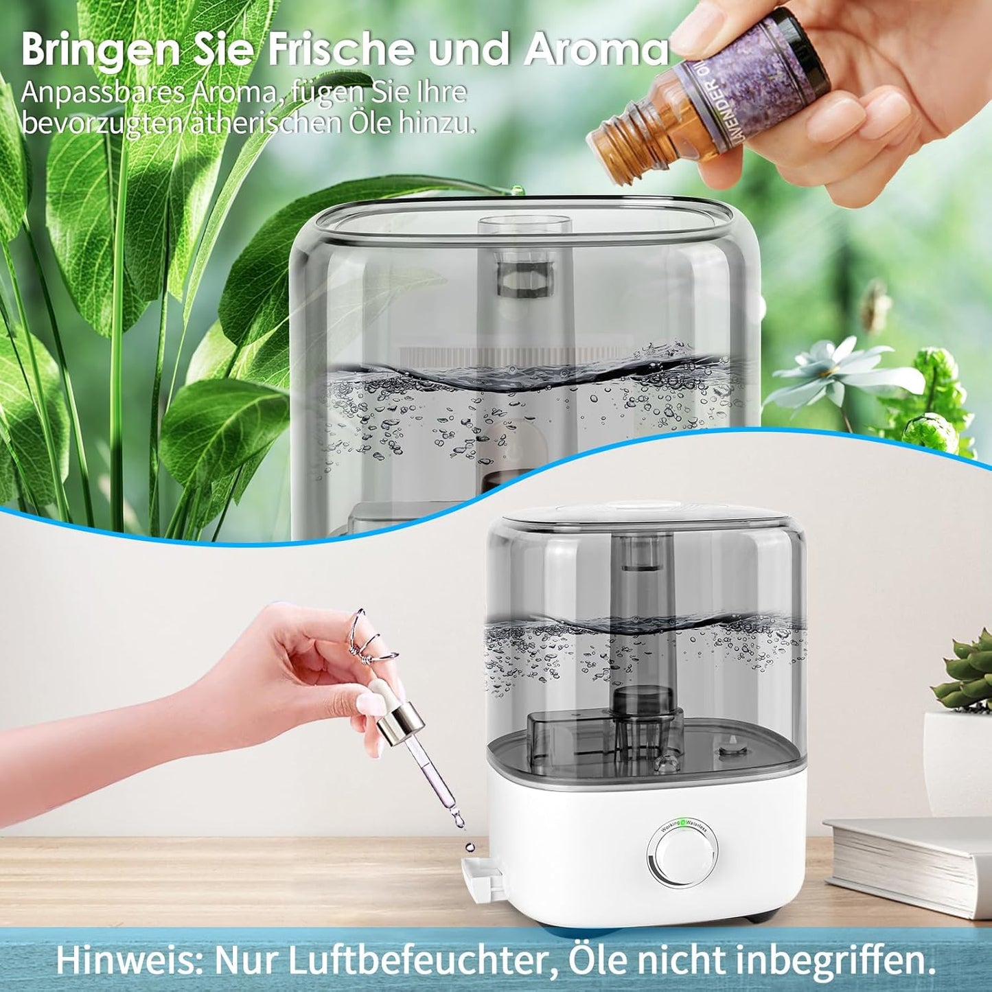Ultraschall-Luftbefeuchter mit Top-Fill und 360° Düse