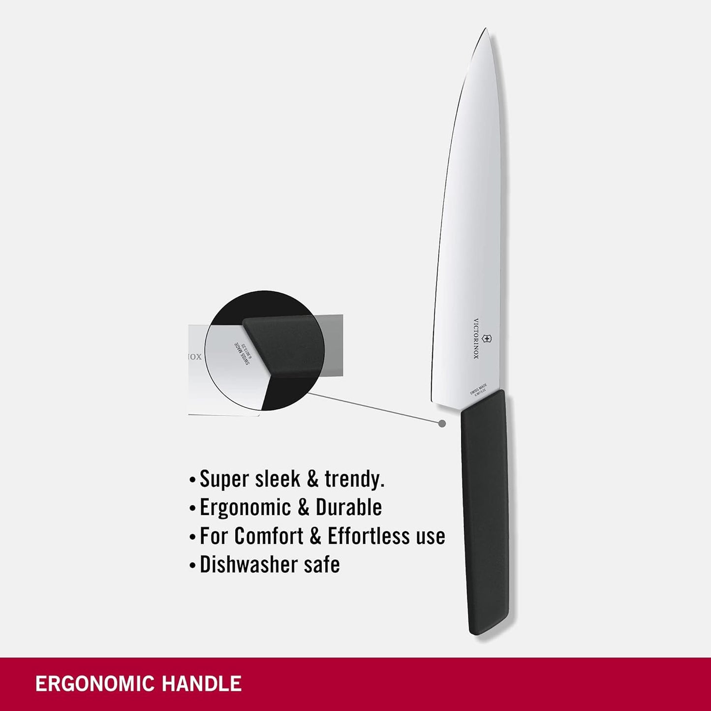 Swiss Modern Tranchiermesser, Schwarz 22 cm