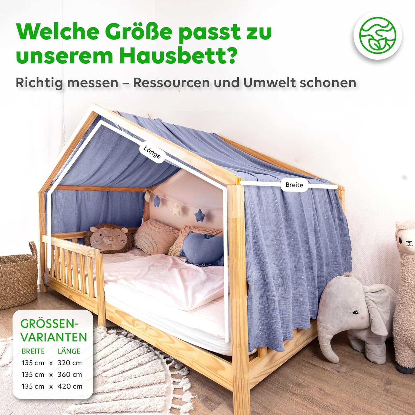 Hausbett-Vorhang mit Gold-Applikationen