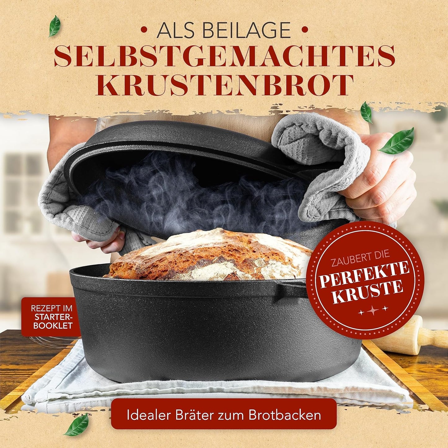 Gusseisen-Bräter mit Fleischgabel, 35cm+Fleischgabel