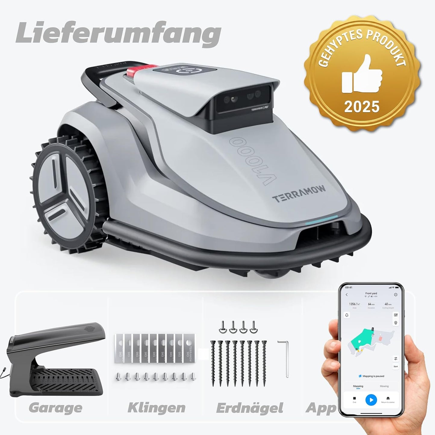 Mähroboter mit KI-Bilderkennung bis 1200m², V1000