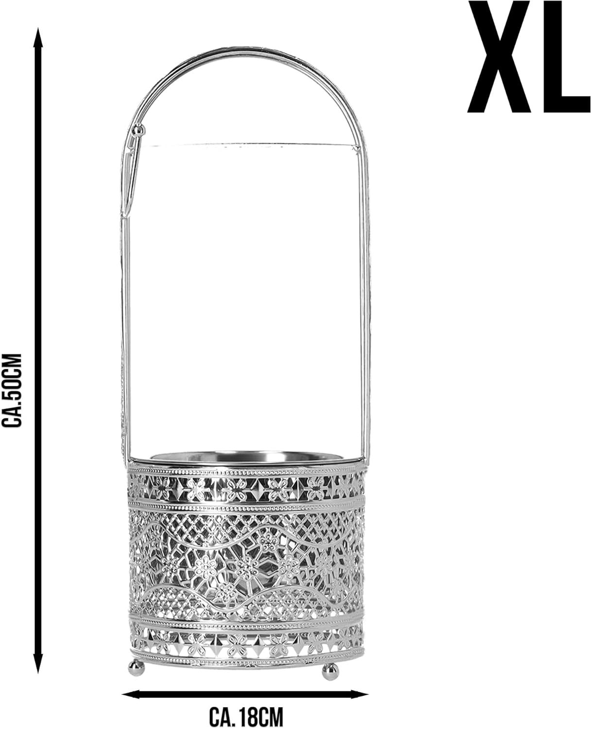 Orientalischer Kohlekorb, Silber XL - Durchmesse 18cm