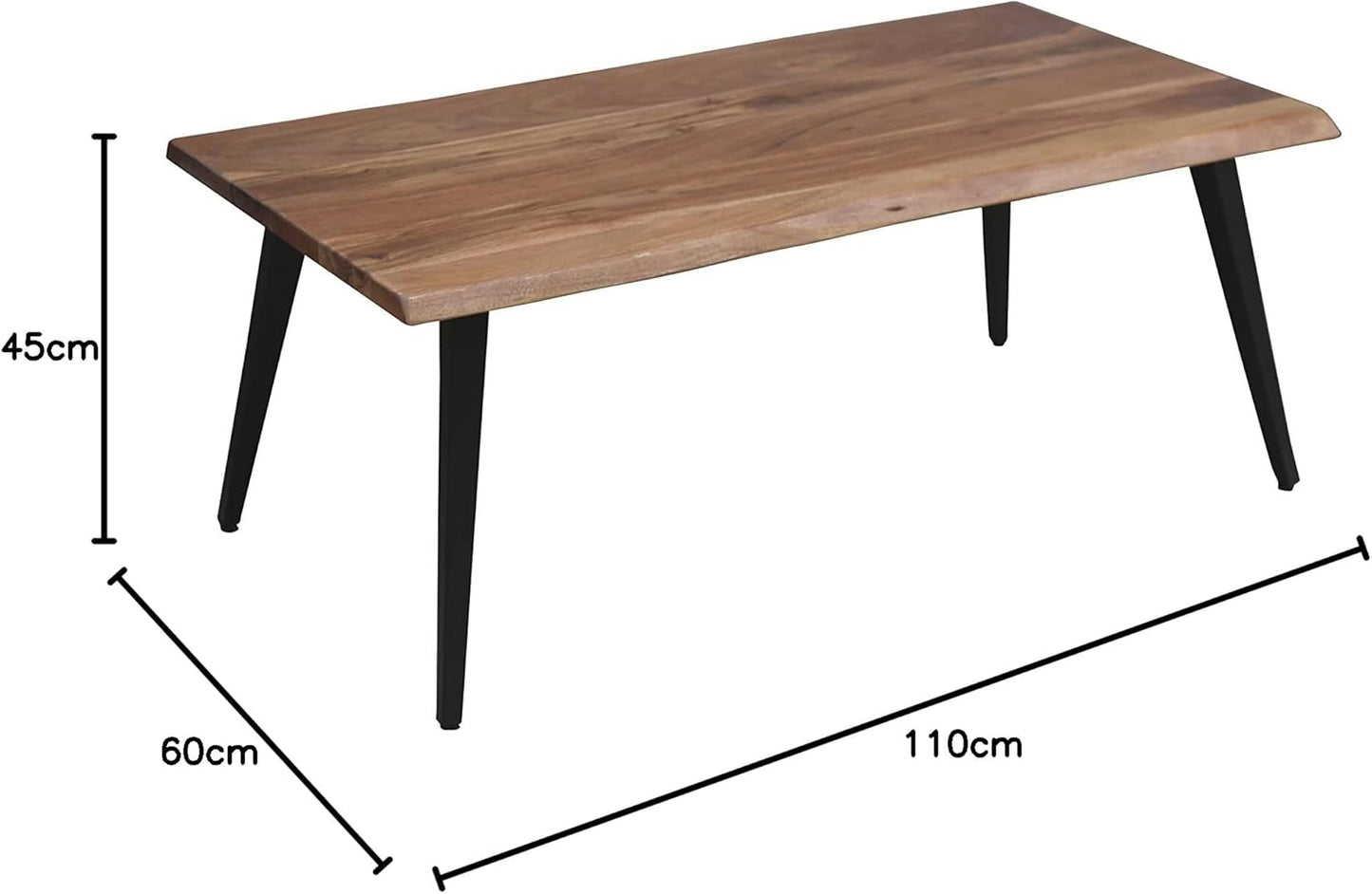 Couchtisch Caddy mit Baumkante, 110, 45, 60 cm