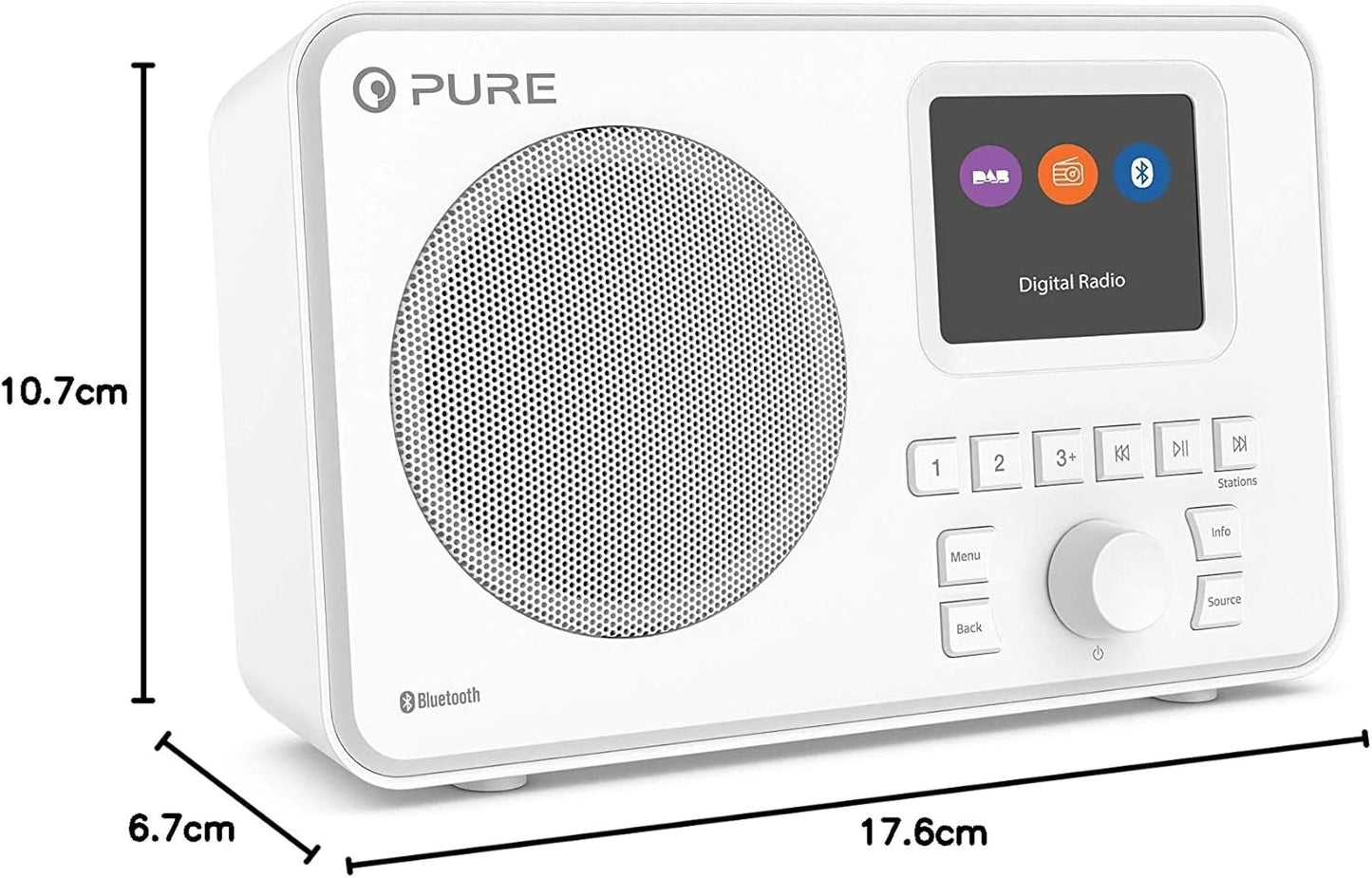 Tragbares DAB+ Radio mit Bluetooth und Display, Weiss Elan One