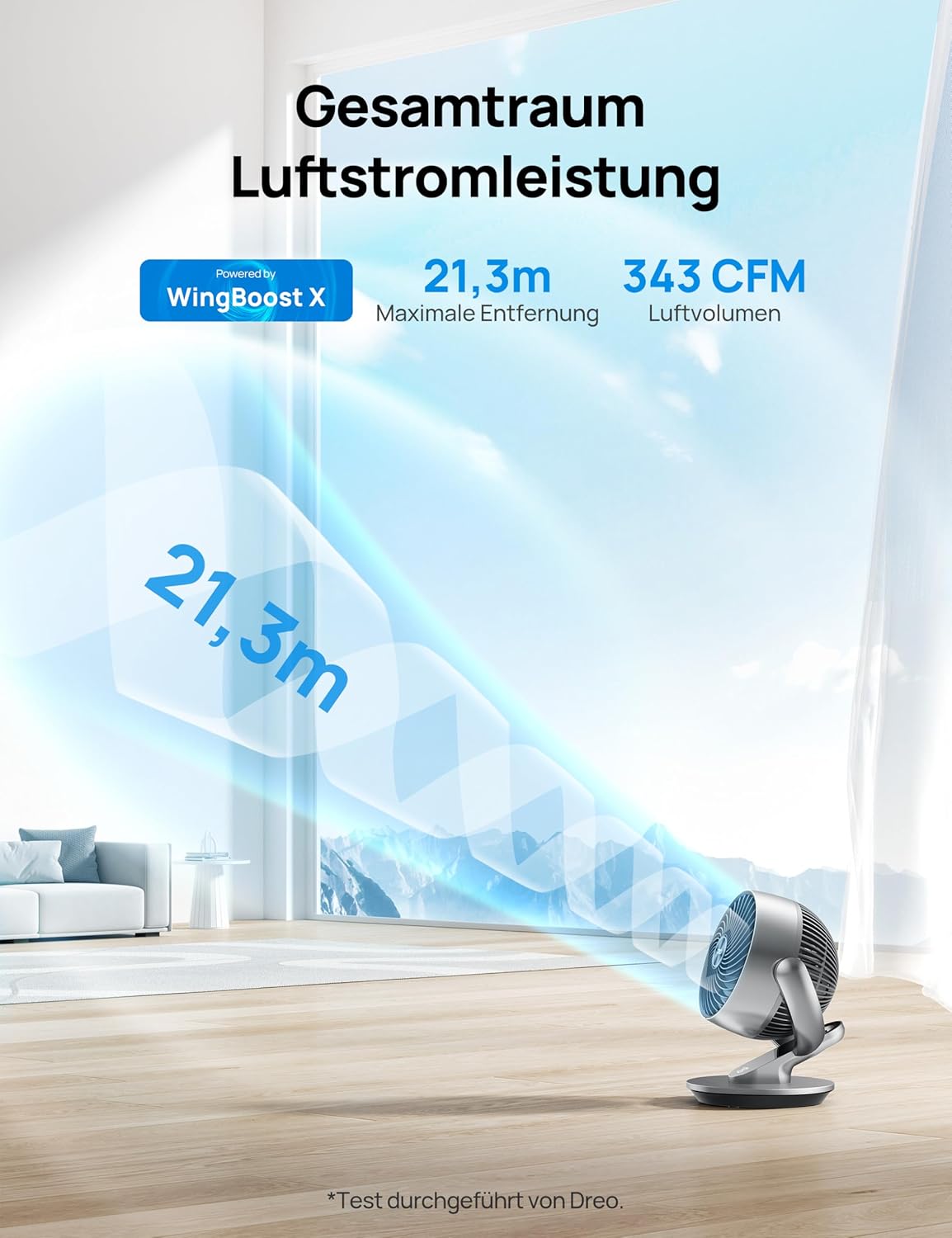 Leiser Smart Tischventilator, Silber