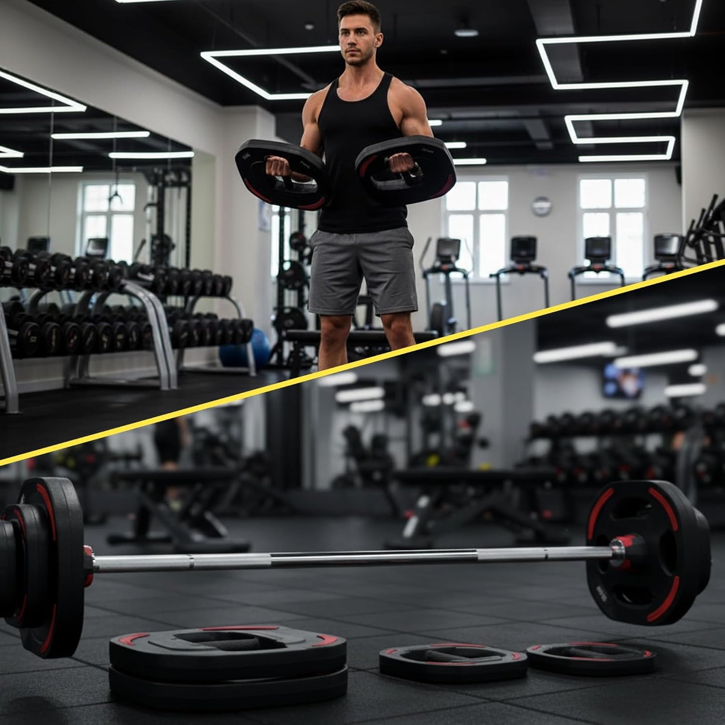 Aerobic Pump Langhantelset mit Gummi-Scheiben