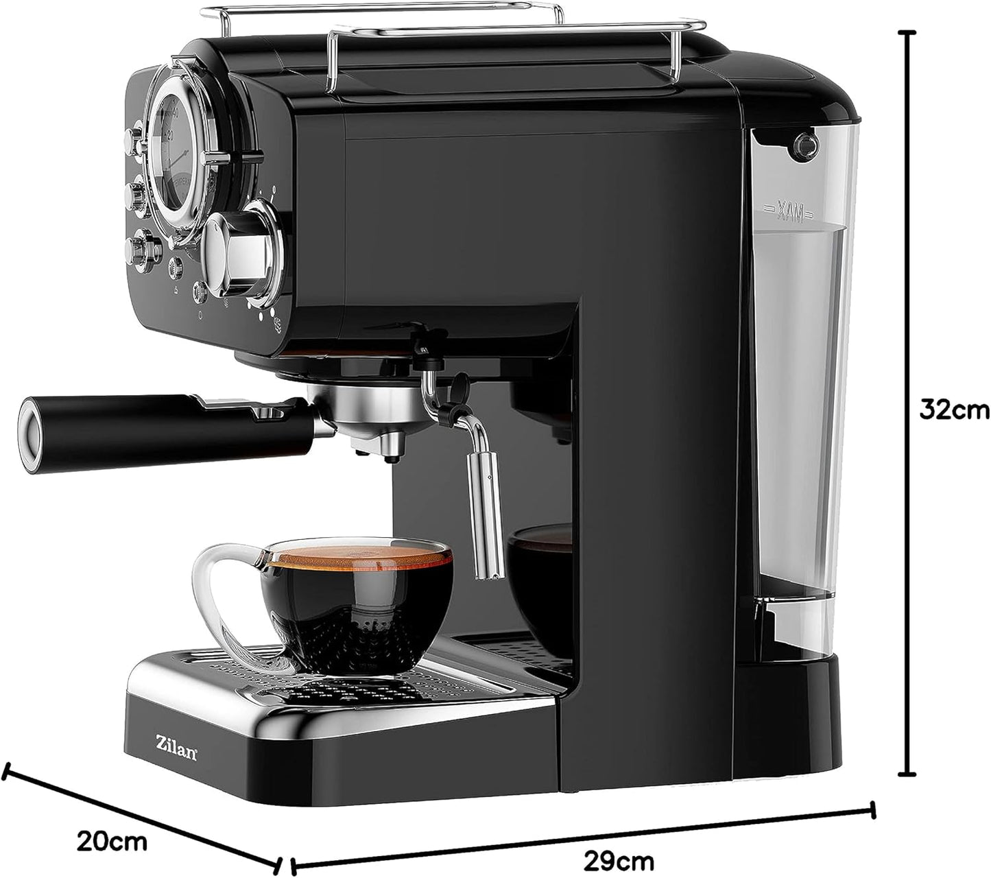 Espressomaschine mit Milchaufschäumer, Retro Design