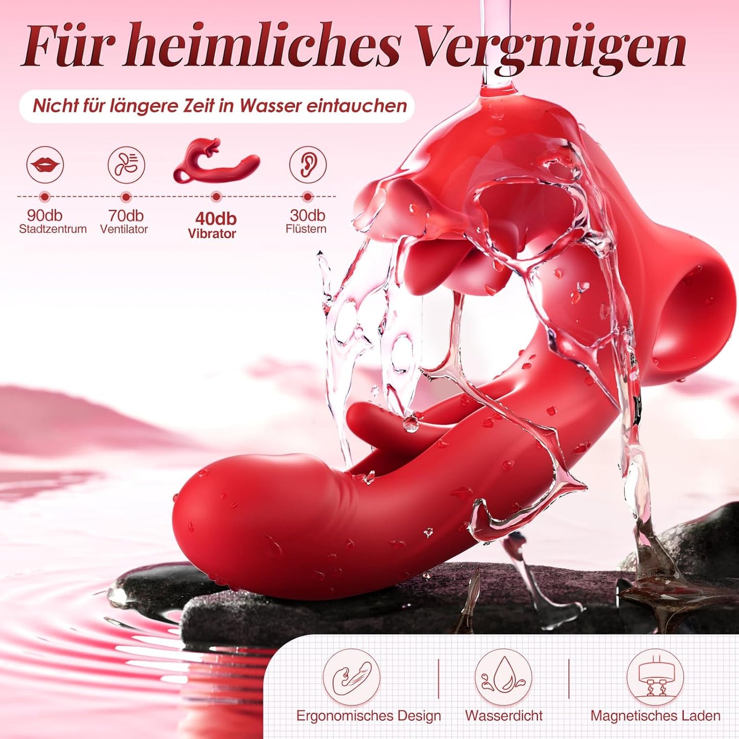 Dildo Vibratoren mit Zungenlecken, Rot