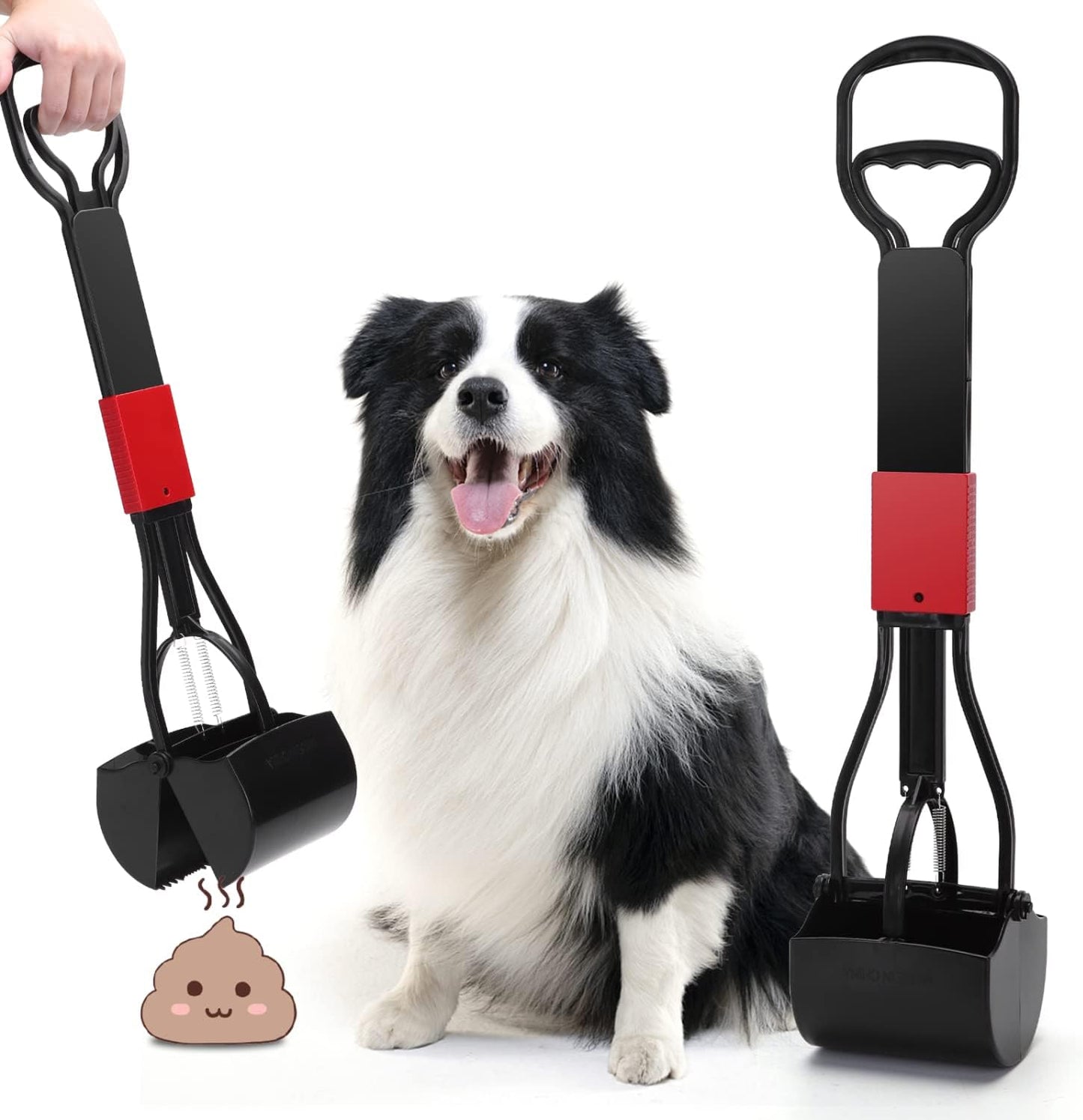 Faltbare Hundekotschaufel mit Hebelmechanismus, Rot