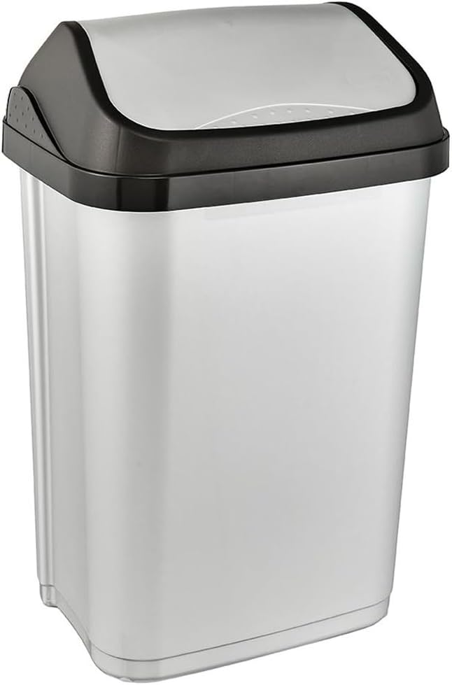 Mülleimer Swantje mit Schwingdeckel, Hell-Silber 25 L